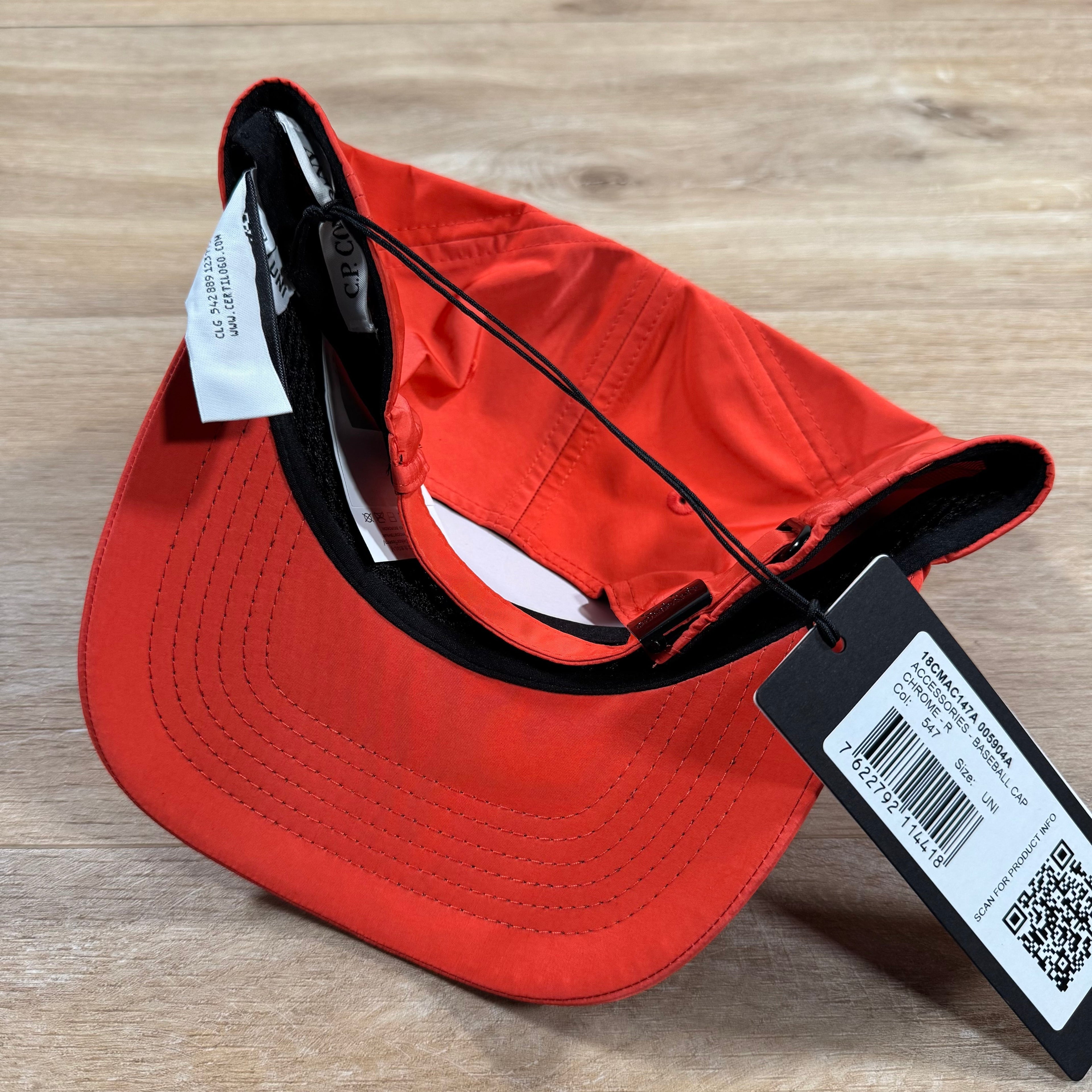CP Company Chrome-R Logo Cap in Poinciana Orange Ironleague