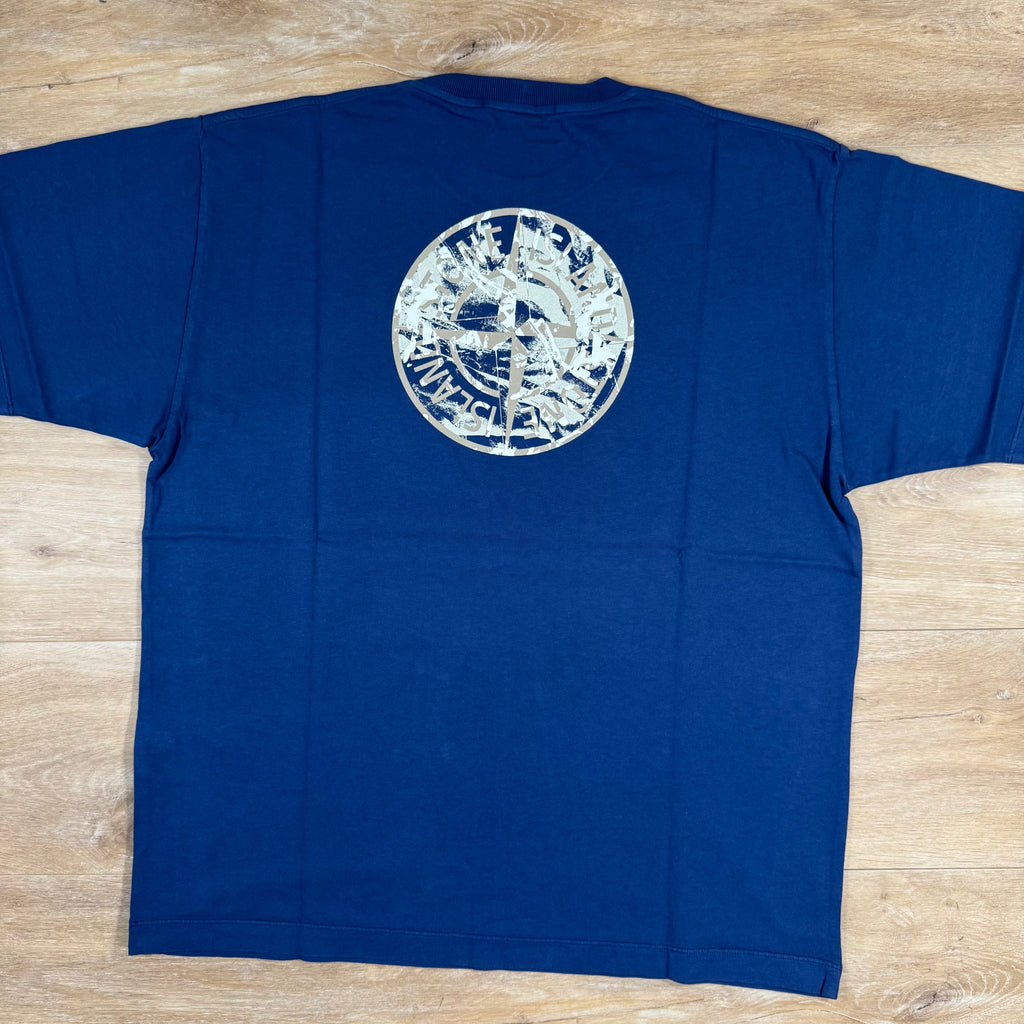 Stone Island Organic Cotton Compass Camo T-Shirt in Marine Blue Ironleague