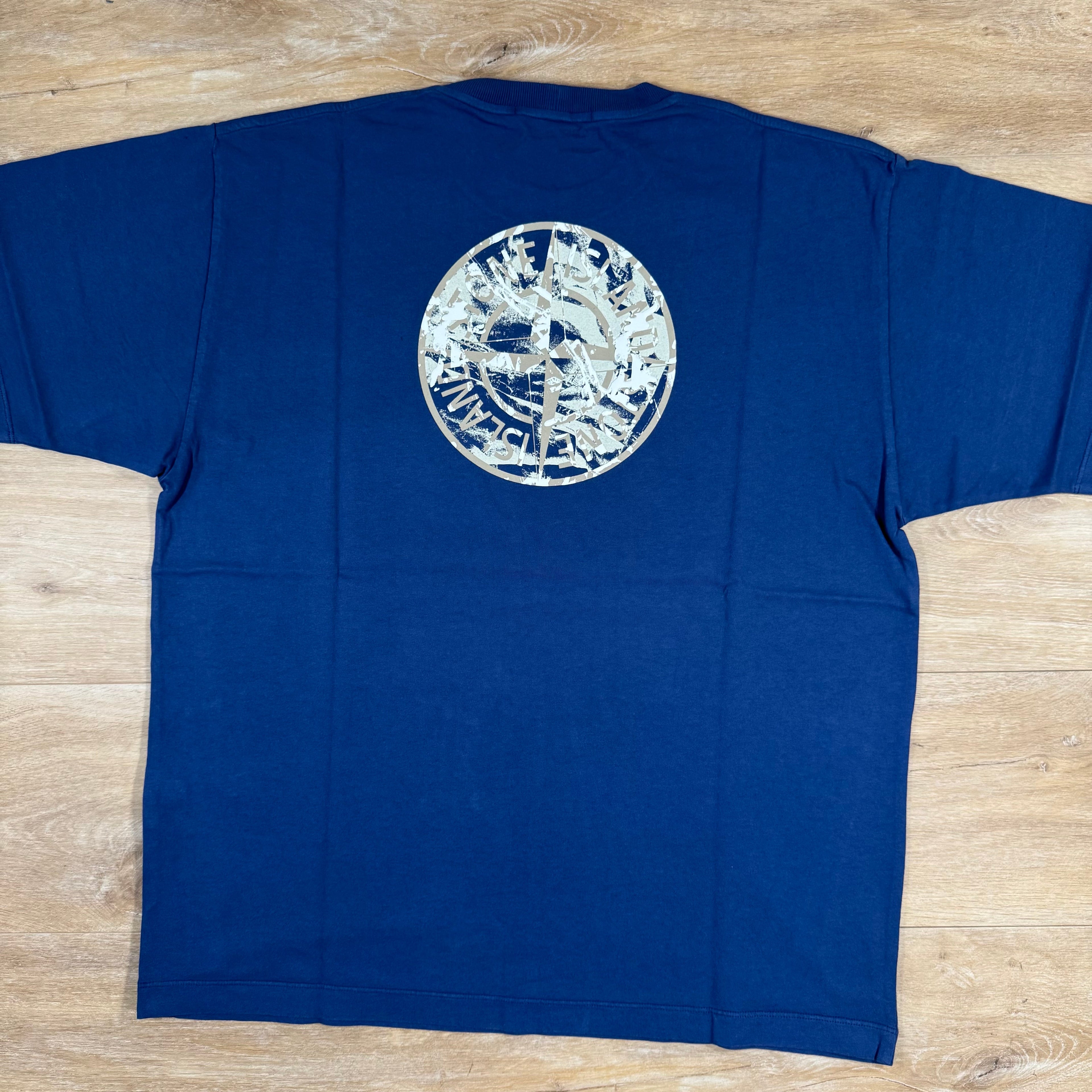 Stone Island Organic Cotton Compass Camo T-Shirt in Marine Blue Ironleague