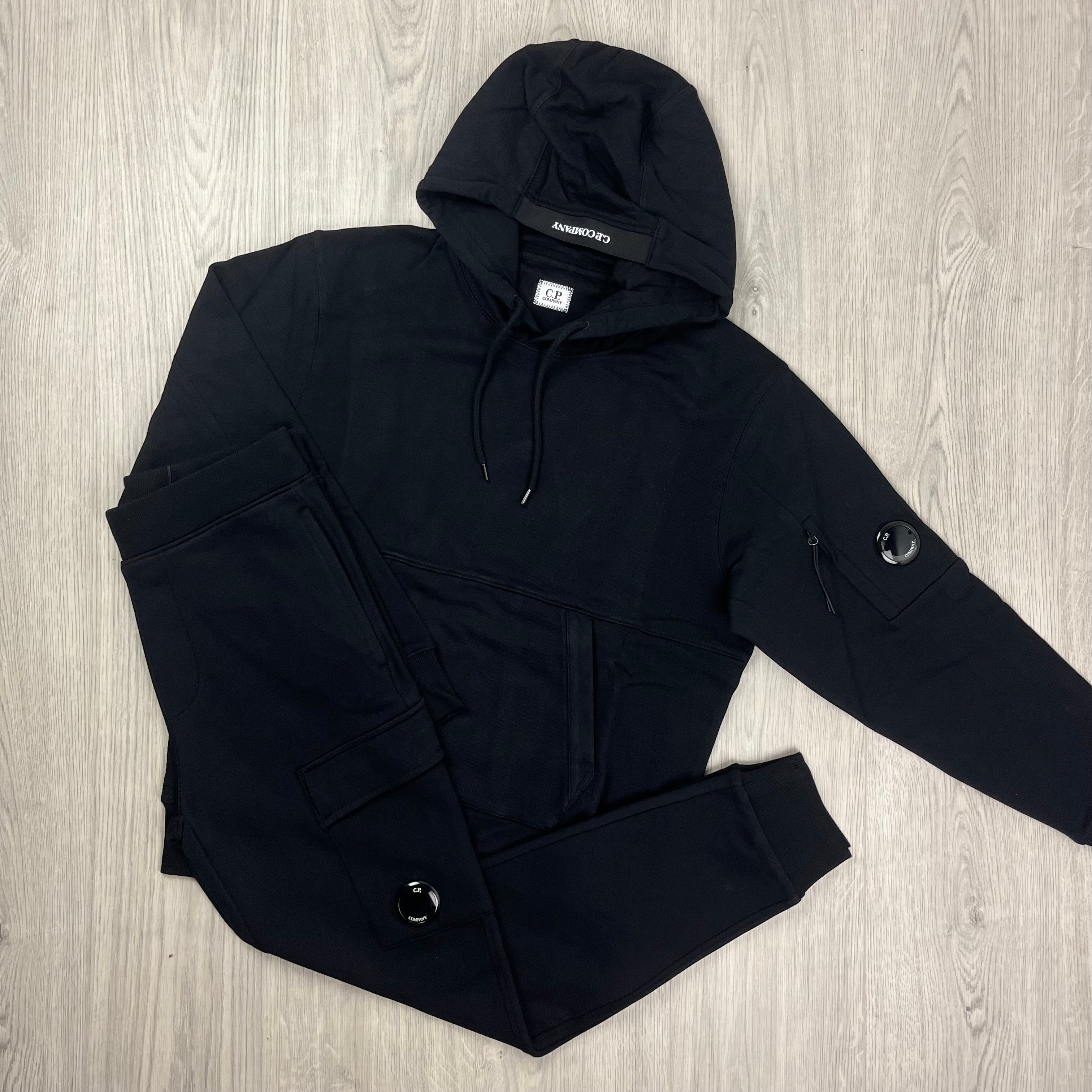 CP Company Raised Fleece Tracksuit - Black Ironleague