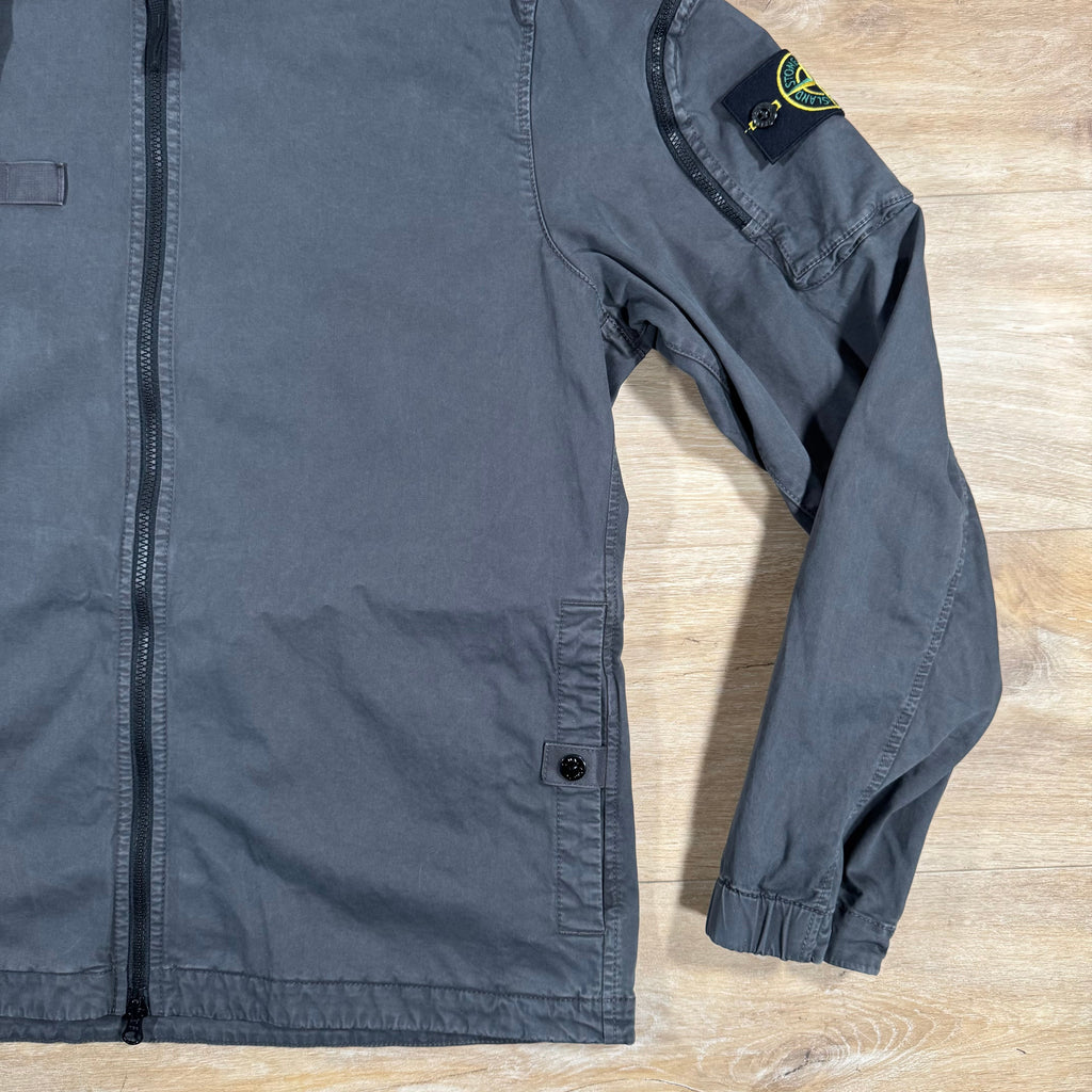 Stone Island Stretch Twill Overshirt in Charcoal Grey Ironleague