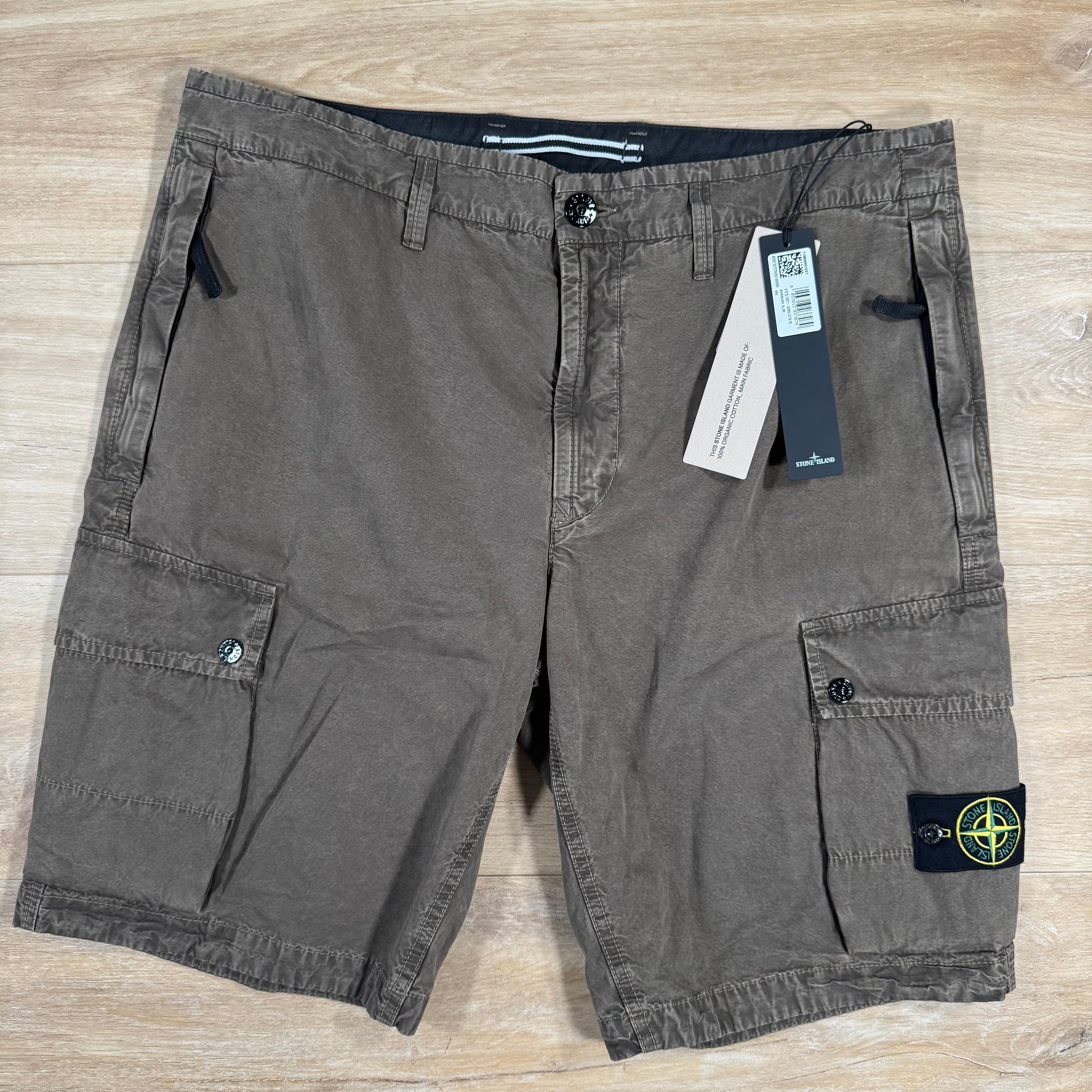 Stone Island Brushed Cotton Cargo Bermuda Shorts in Military Green Ironleague