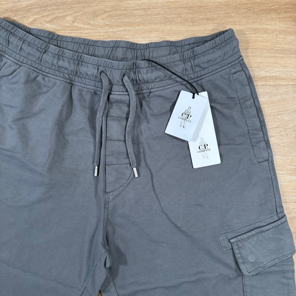 CP Company Light Fleece Cargo Lens Shorts in Smoked Pearl - Grey Ironleague
