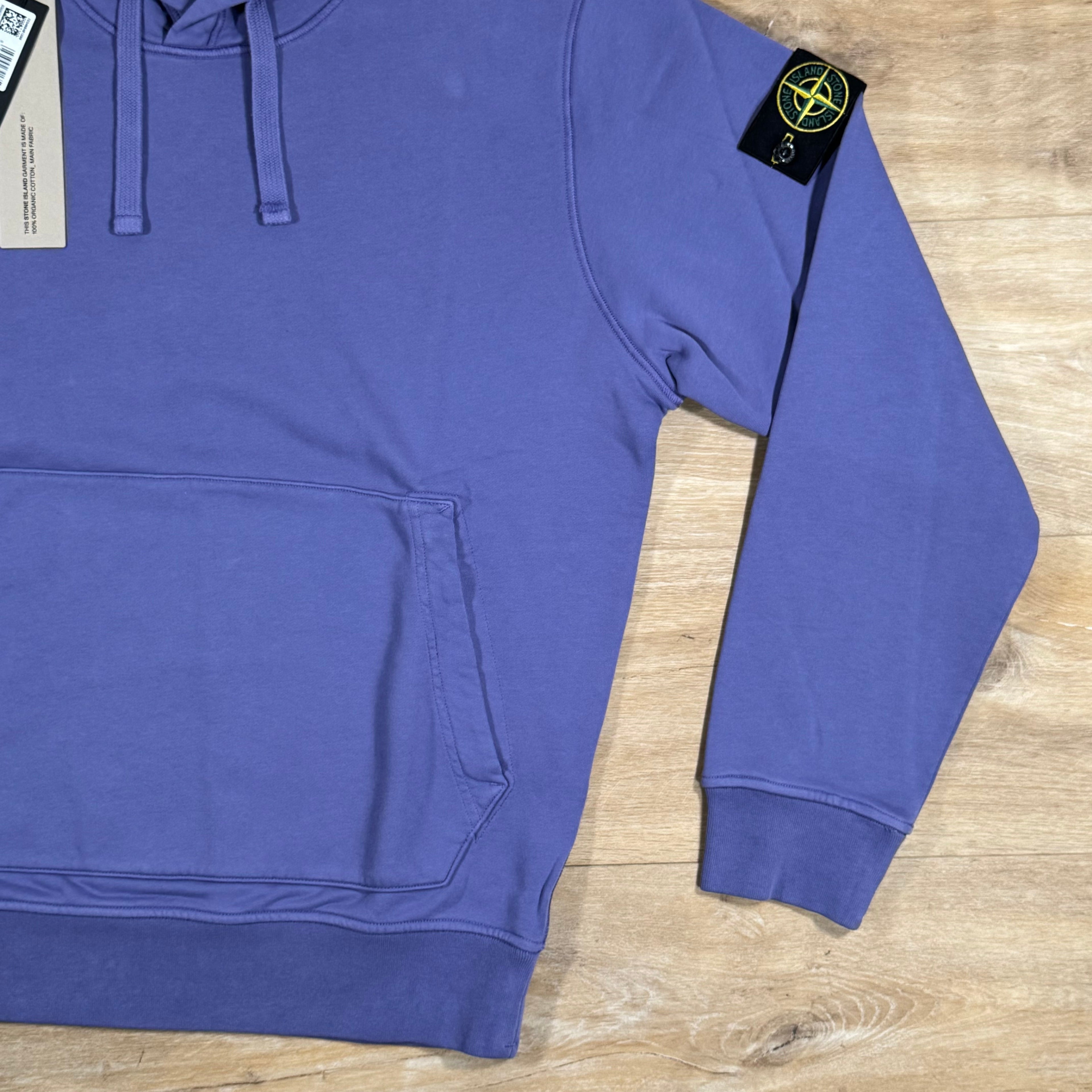 Stone Island Organic Cotton Fleece Pullover Hoodie in Lavender Ironleague