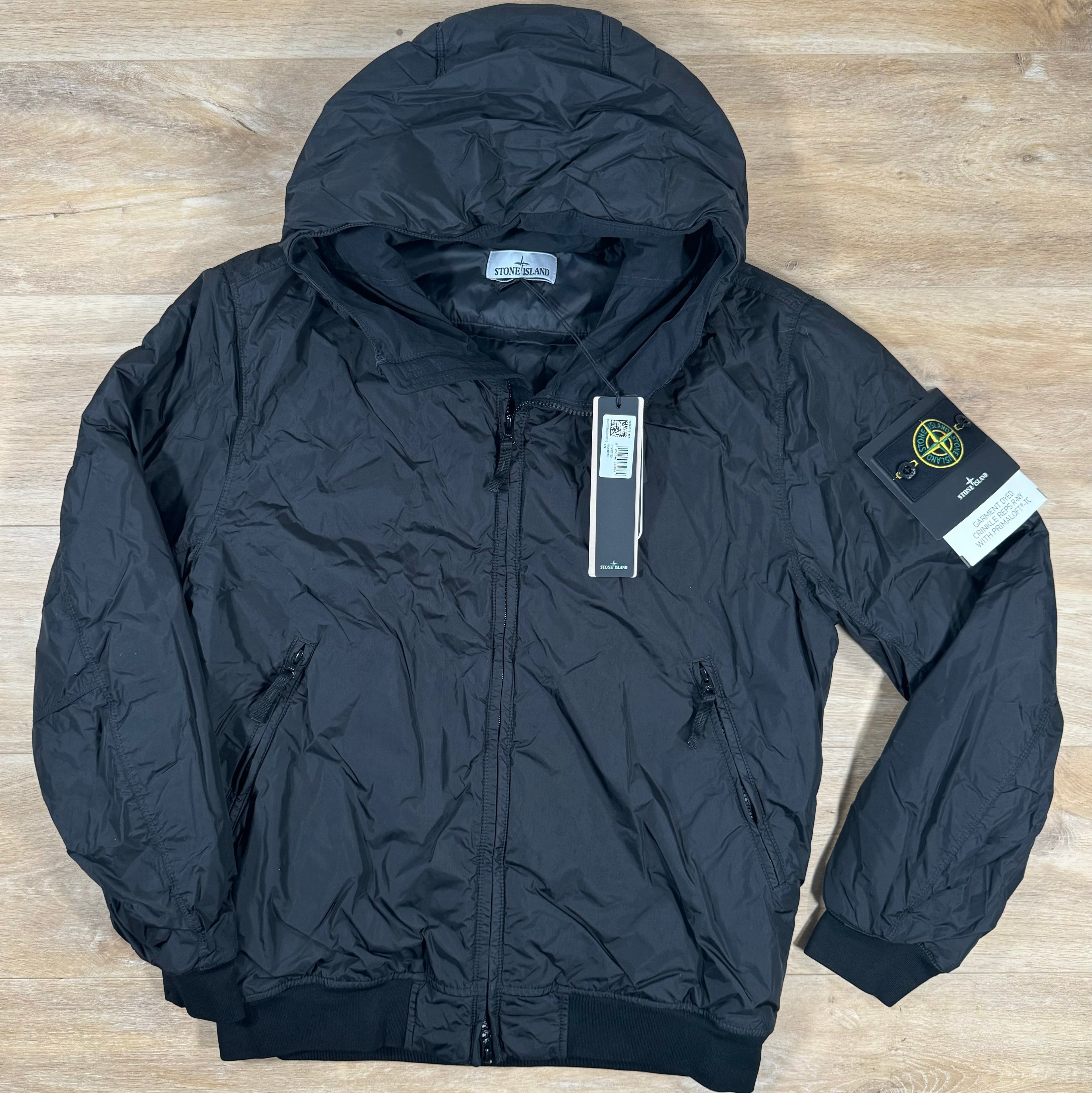 Stone Island Crinkle Reps R-NY Primaloft T-C Jacket in Black Ironleague