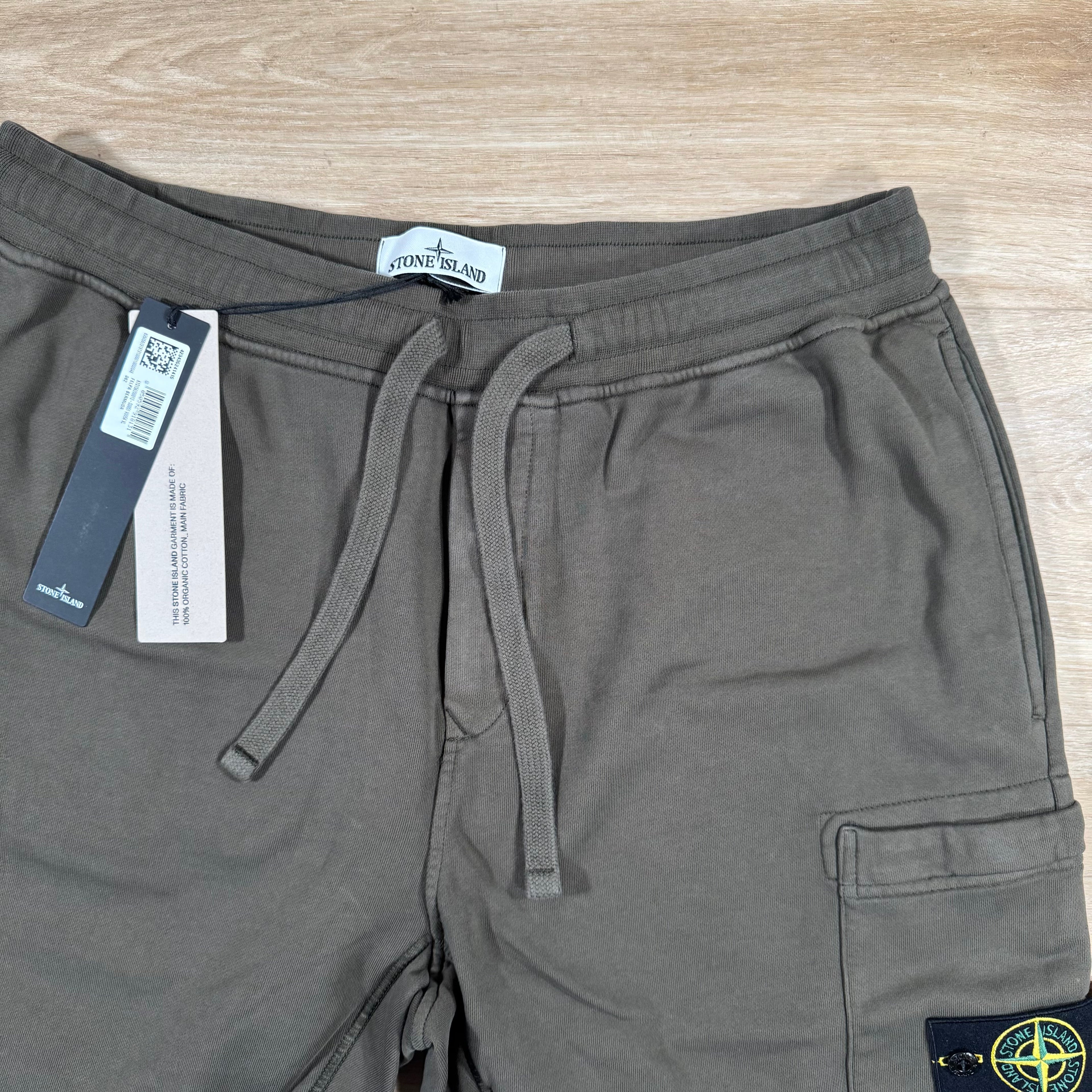 Stone Island Organic Cotton Fleece Shorts in Military Green Ironleague