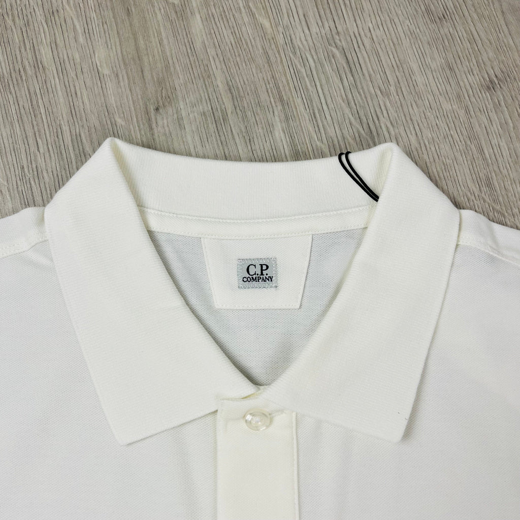 CP Company Piquet Polo Shirt - White Ironleague