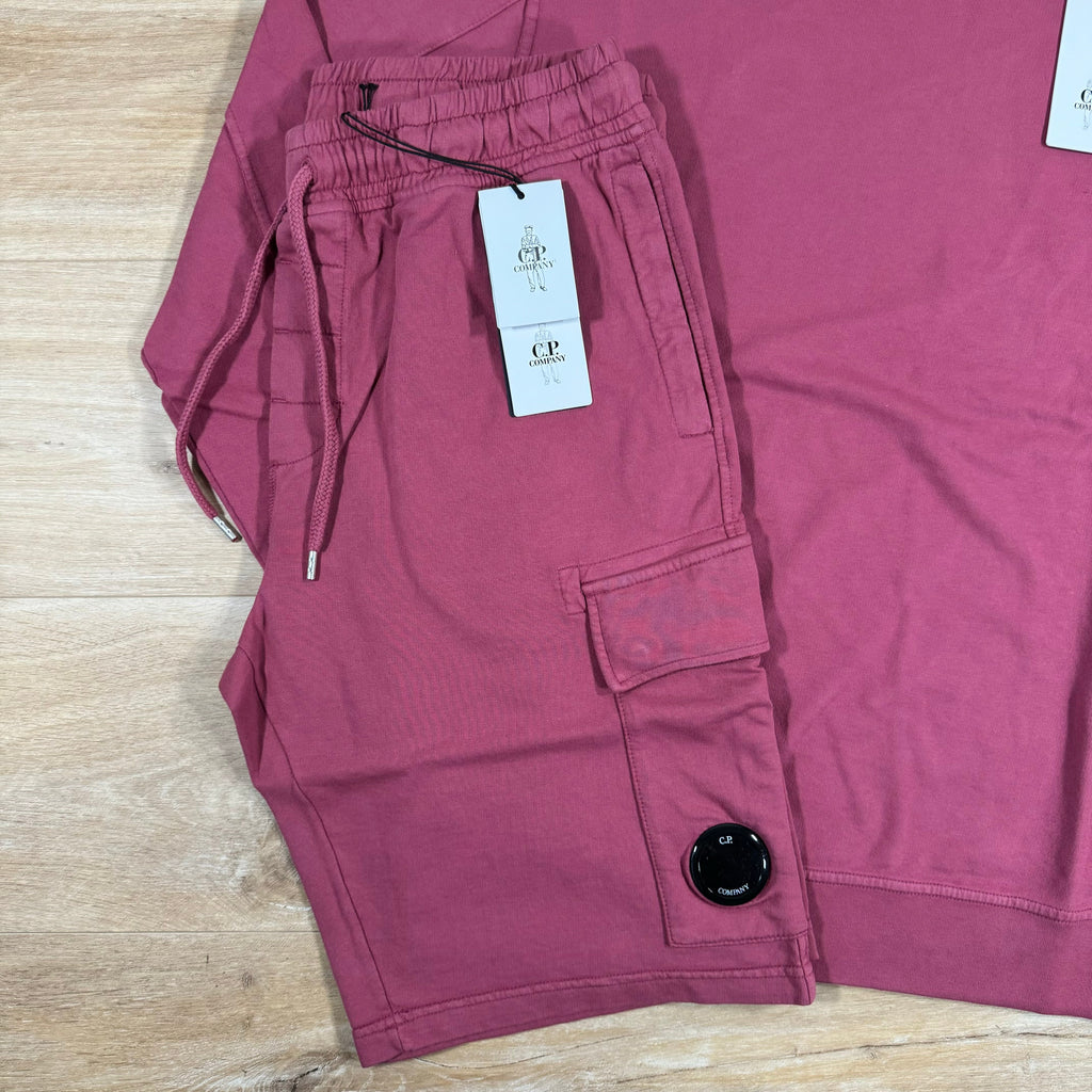 CP Company Light Fleece Lens Tracksuit in Red Bud Ironleague
