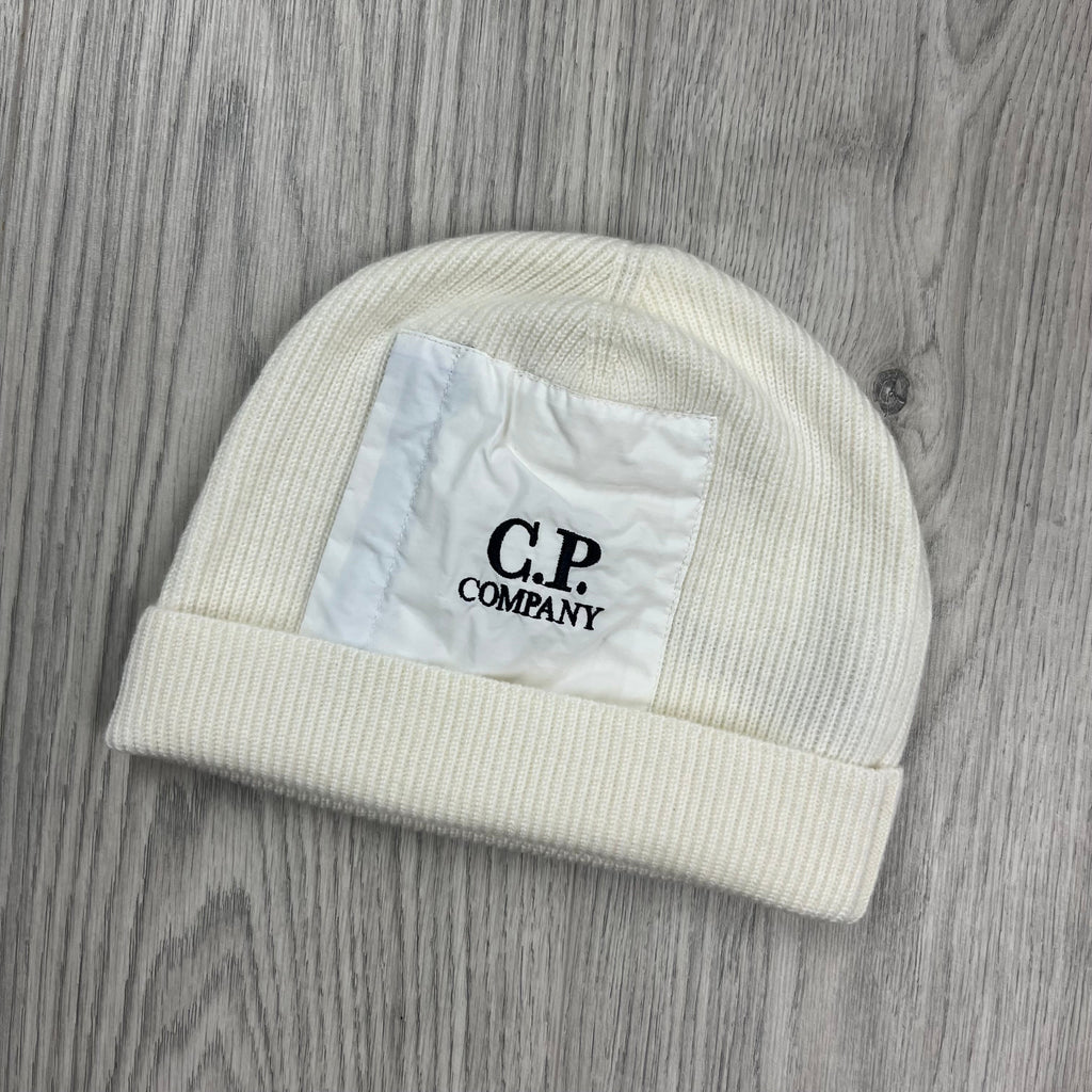 CP Company Patch Beanie - White Ironleague