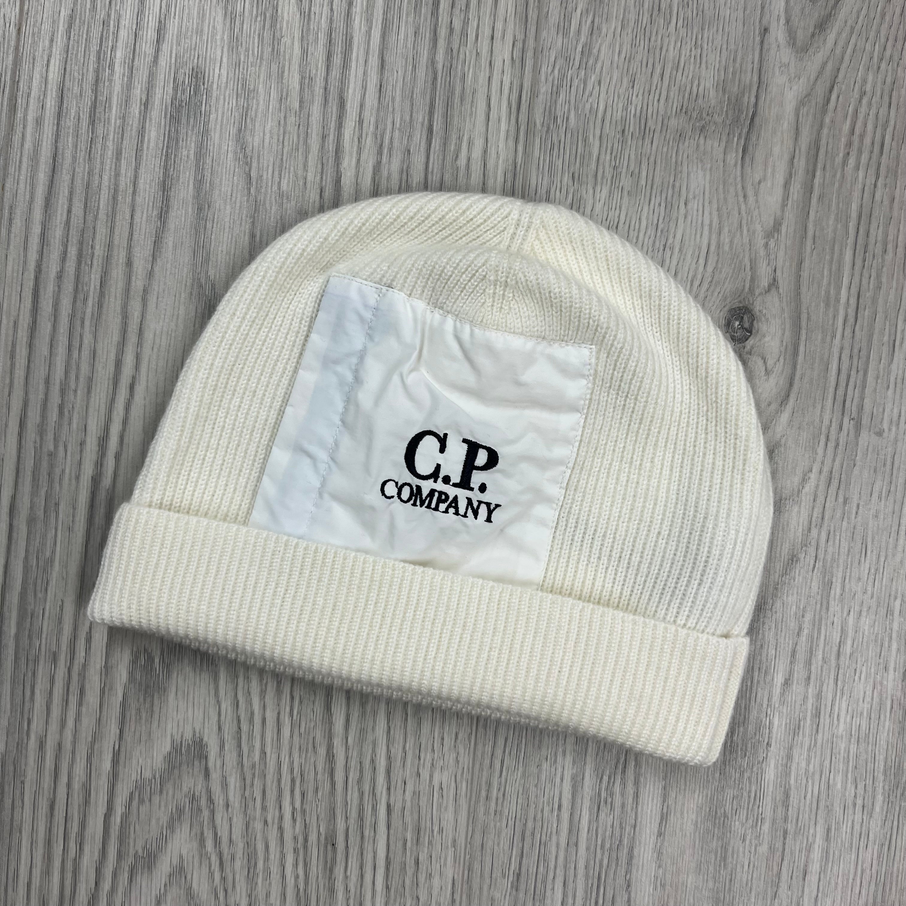 CP Company Patch Beanie - White Ironleague