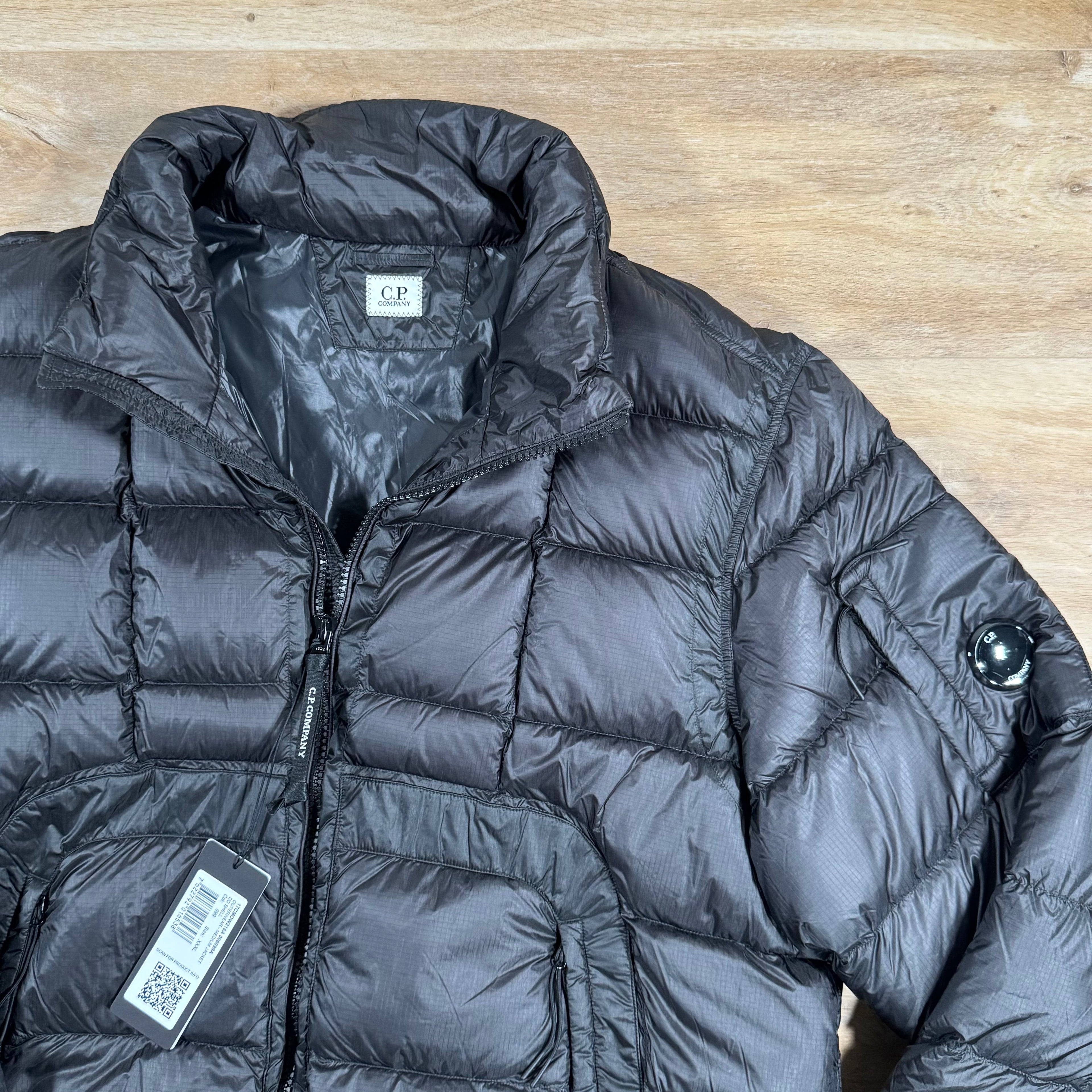 CP Company Short Down Lens Jacket in Black Ironleague