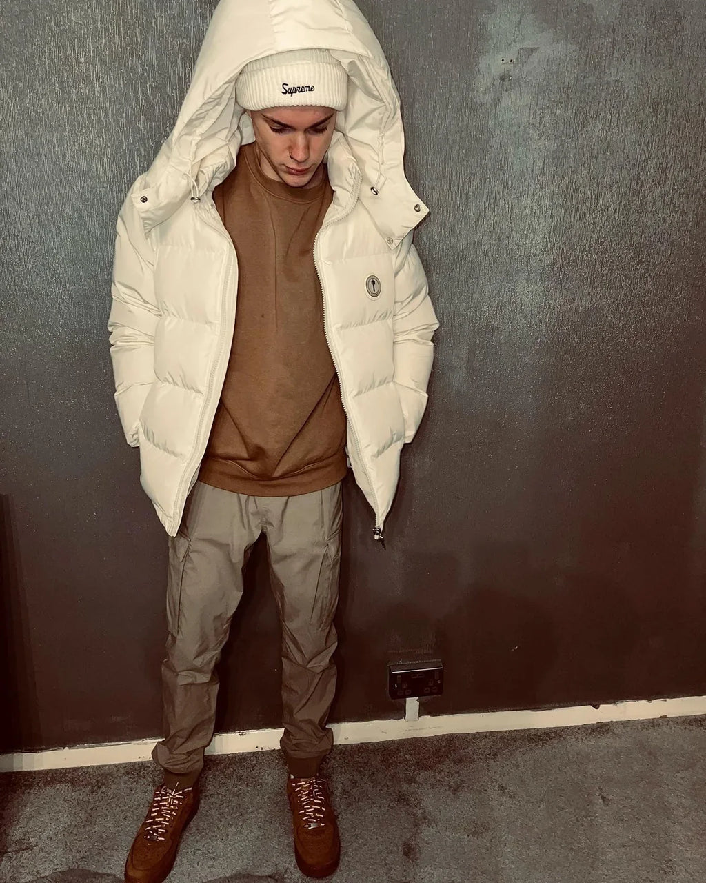 Trapstar Detachable Hooded Puffer Jacket - Cream Ironleague