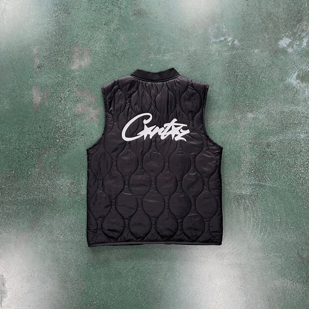 Corteiz Guerillaz Lightweight Quilted Vest - Black Ironleague