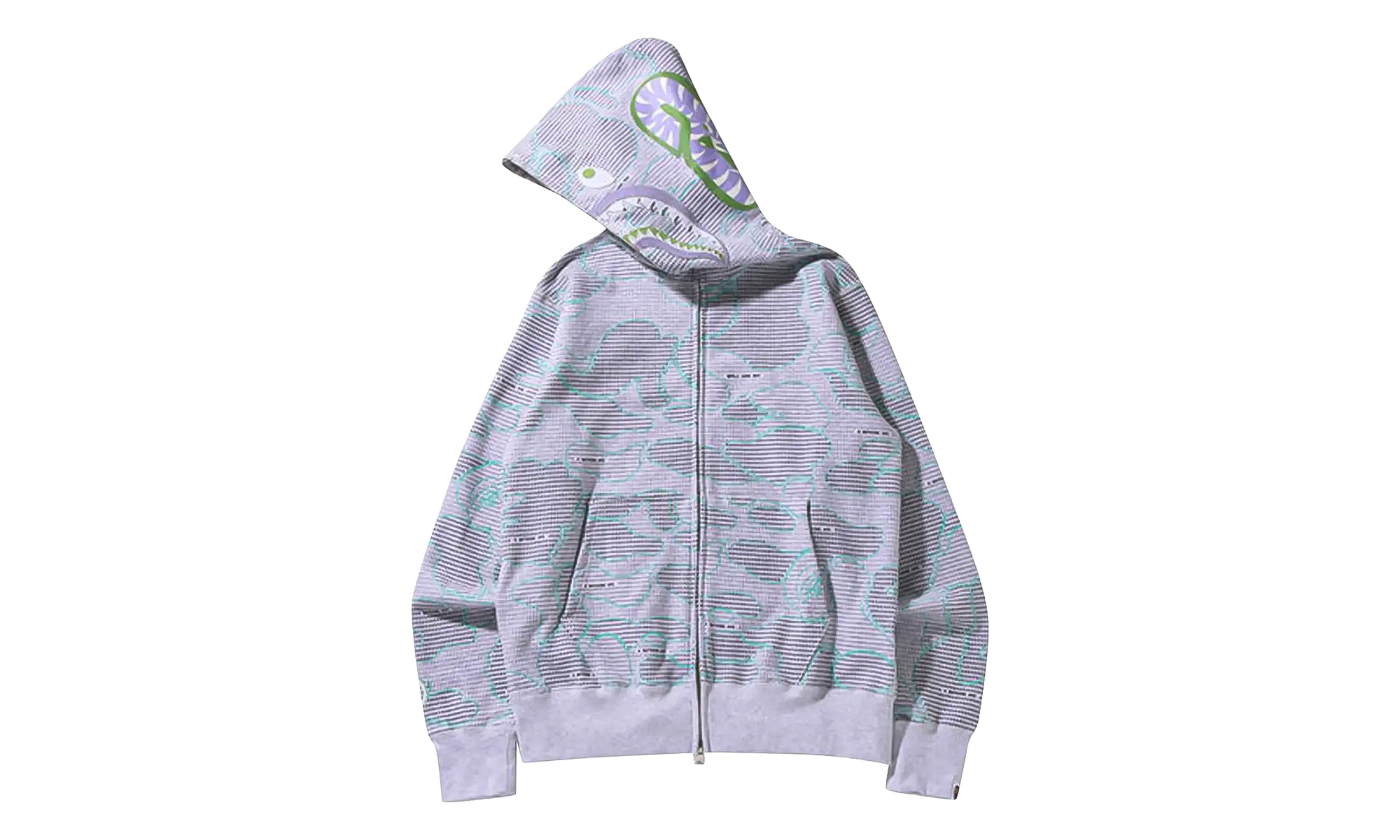 BAPE Text Code Camo Shark Full Zip Hoodie Grey 1I30 115 013 GREY
