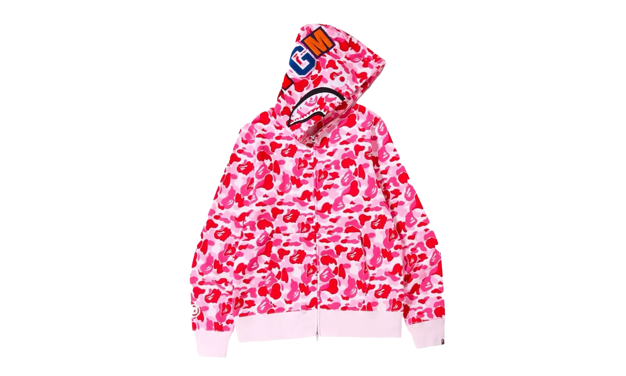 BAPE ABC Camo Shark Full Zip Hoodie Pink 1J30 115 007 PINK