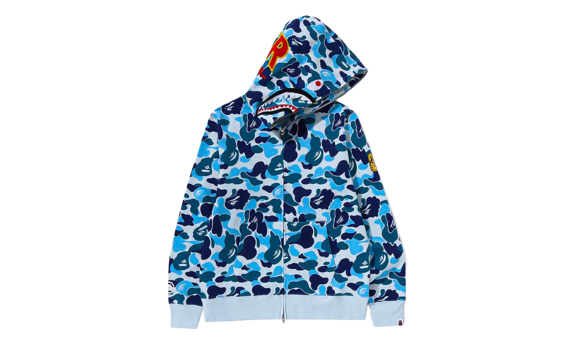 BAPE ABC Camo Shark PONR Full Zip Hoodie Blue 1K30 115 005 BLUE