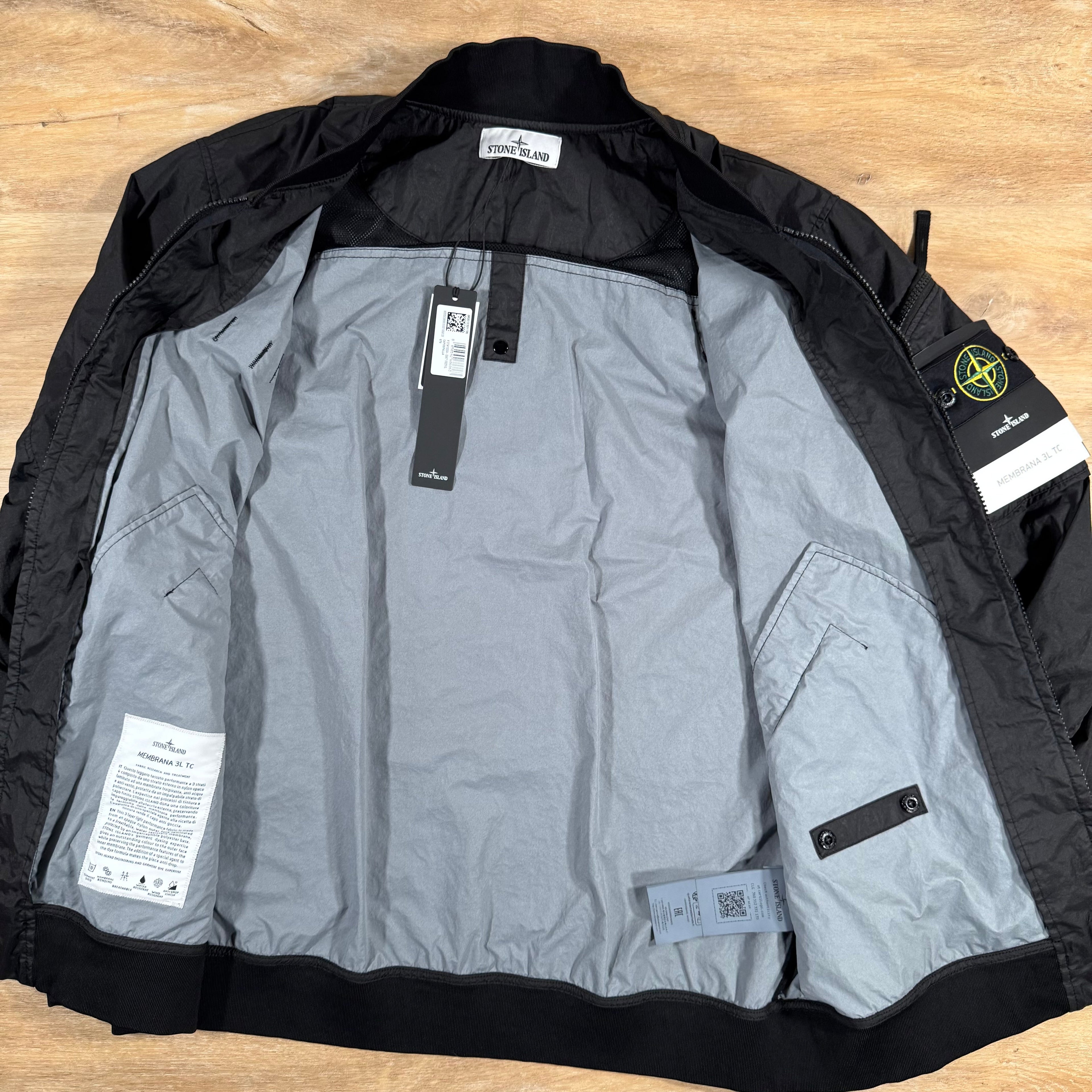 Stone Island Membrana 3L TC Bomber Jacket in Black Ironleague