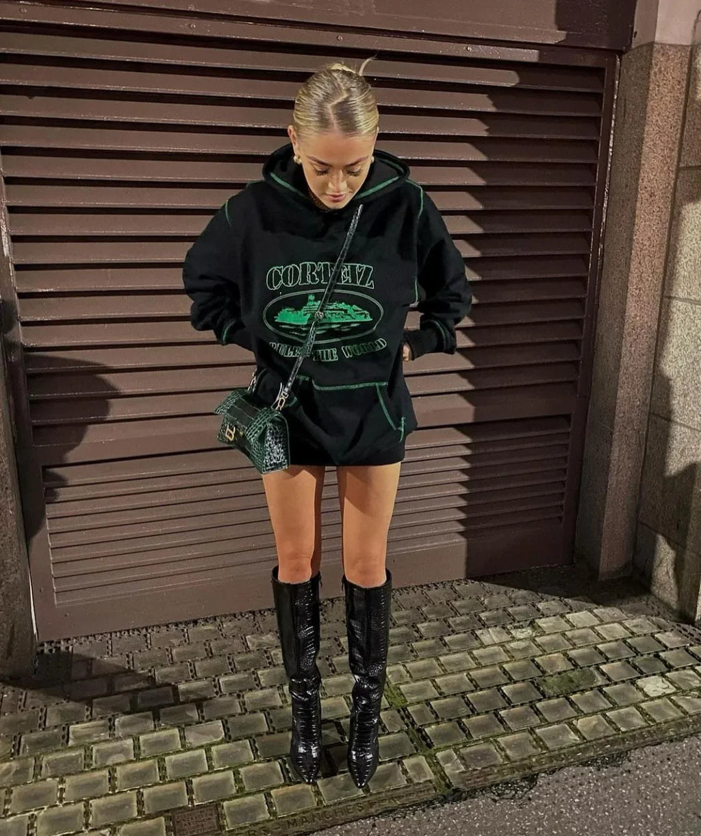 Corteiz Alcatraz Hoodie - Black/Green Ironleague