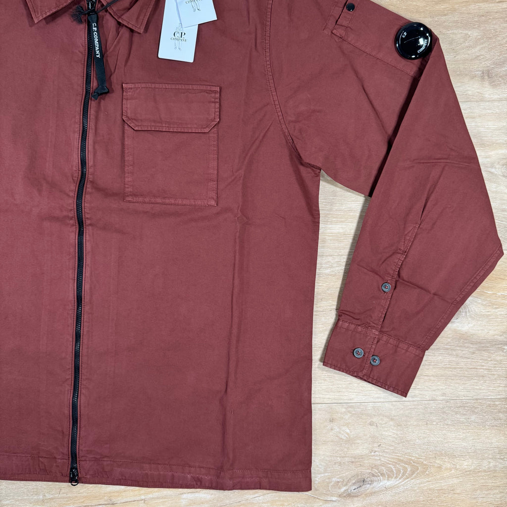 CP Company Organic Gabardine Lens Overshirt in Sable - Brown Ironleague