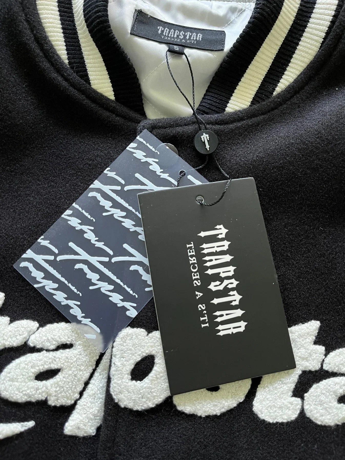 Trapstar Hyperdrive Chenille Varsity Jacket - Black/White Ironleague