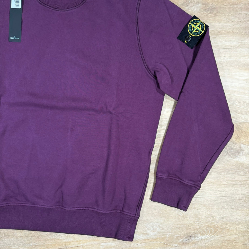 Stone Island Garment Dyed Crewneck Sweatshirt in Burgundy Ironleague