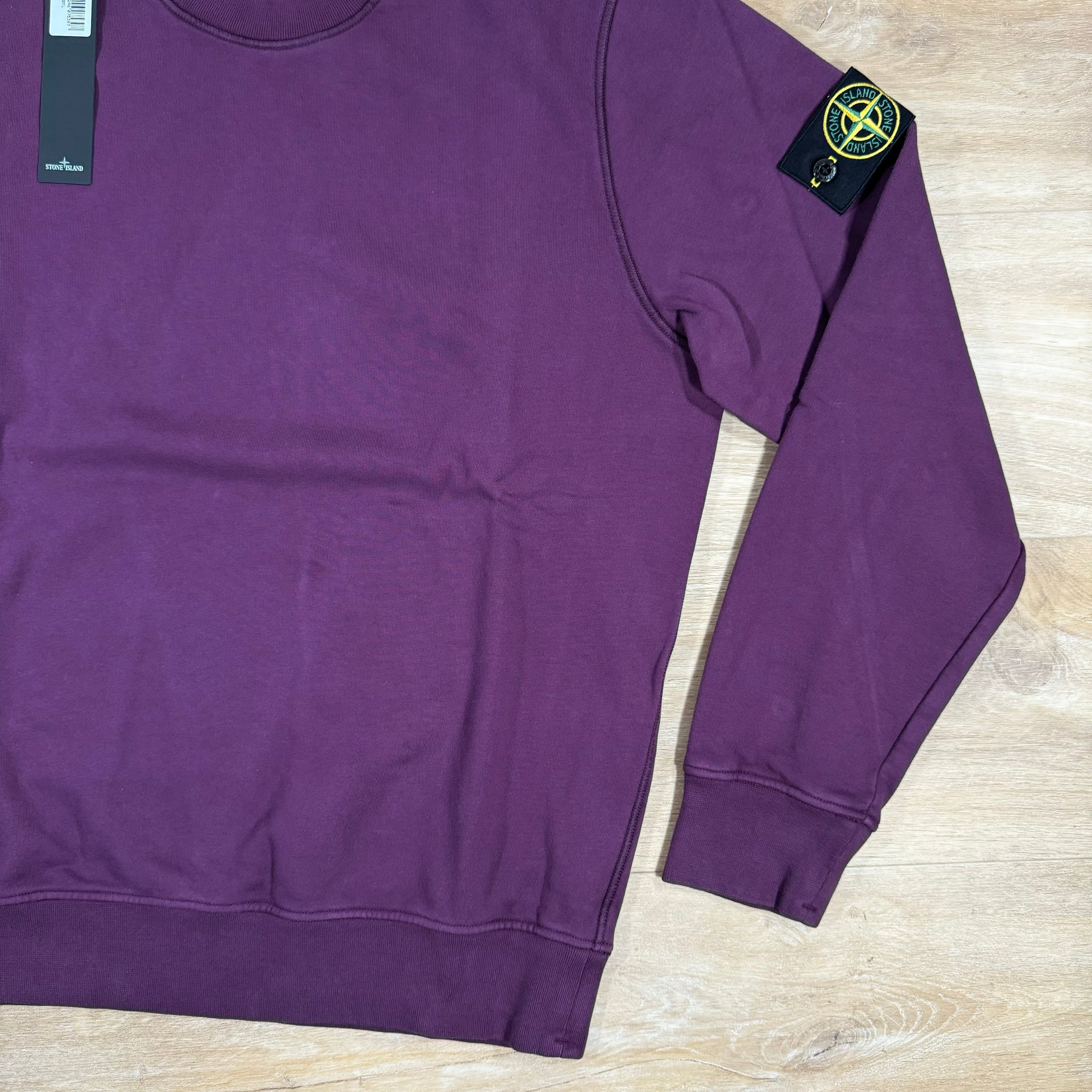 Stone Island Garment Dyed Crewneck Sweatshirt in Burgundy Ironleague