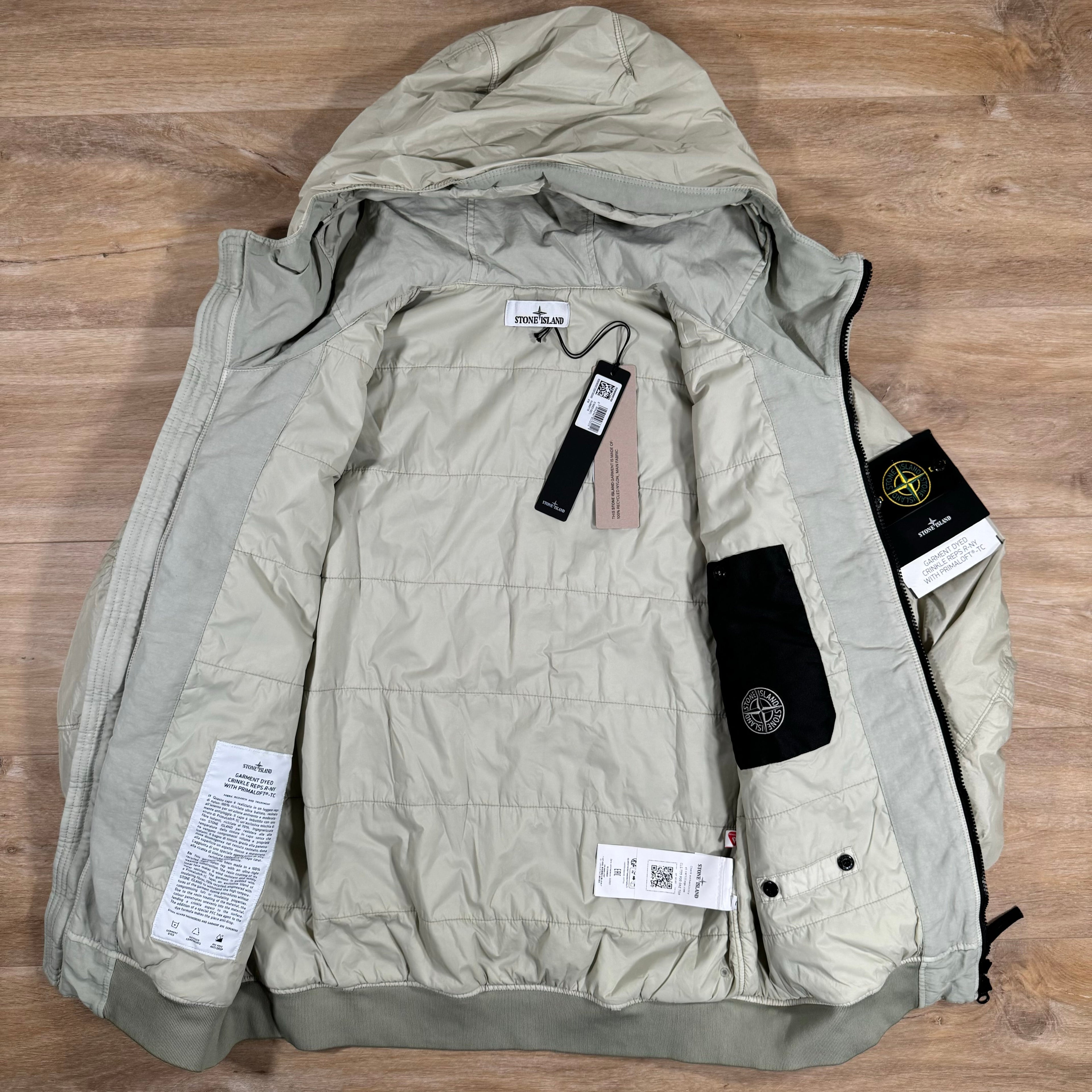 Stone Island Crinkle Reps R-NY Primaloft T-C Jacket in Plaster Ironleague