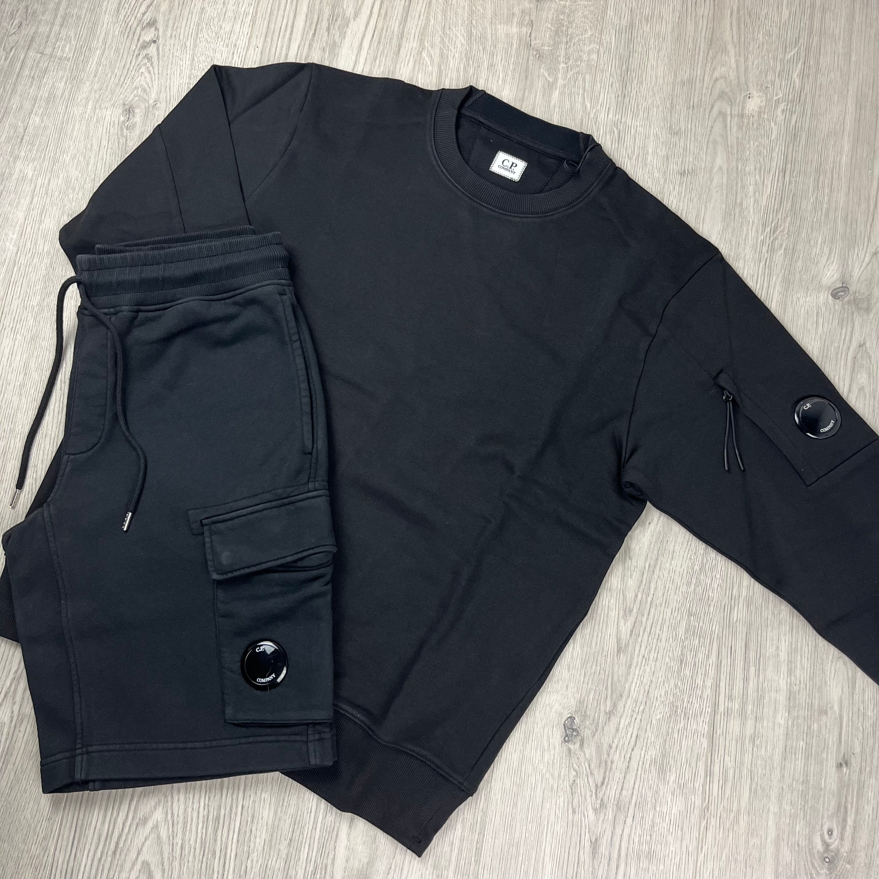 CP Company Raised Fleece Tracksuit - Black Ironleague