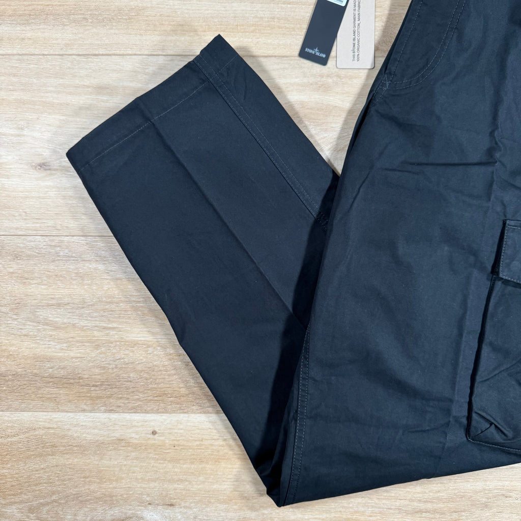 Stone Island Weatherproof Canvas Ghost Cargo Trousers in Black Ironleague