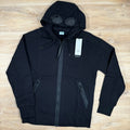 CP Company Diagonal Raised Fleece Goggle Hoodie in Black Ironleague