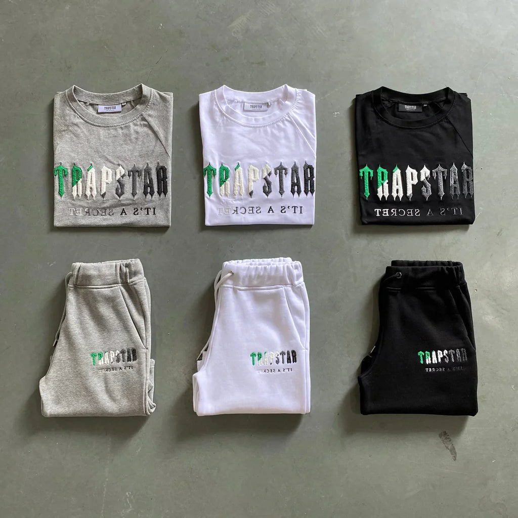 Trapstar Chenille Decoded Short Set - Black/White/Grey Ironleague