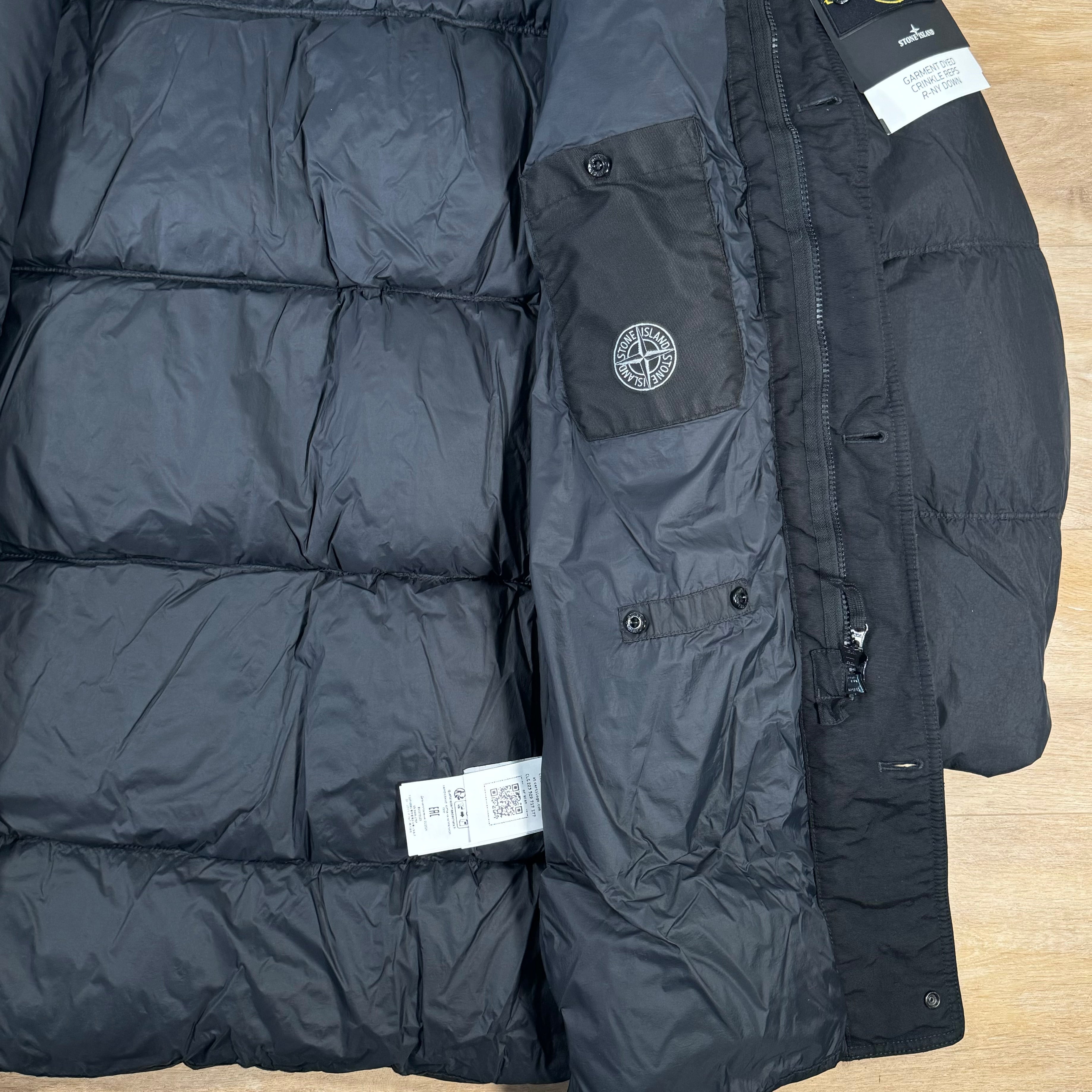 Stone Island Crinkle Reps R-NY Down Parka in Black Ironleague