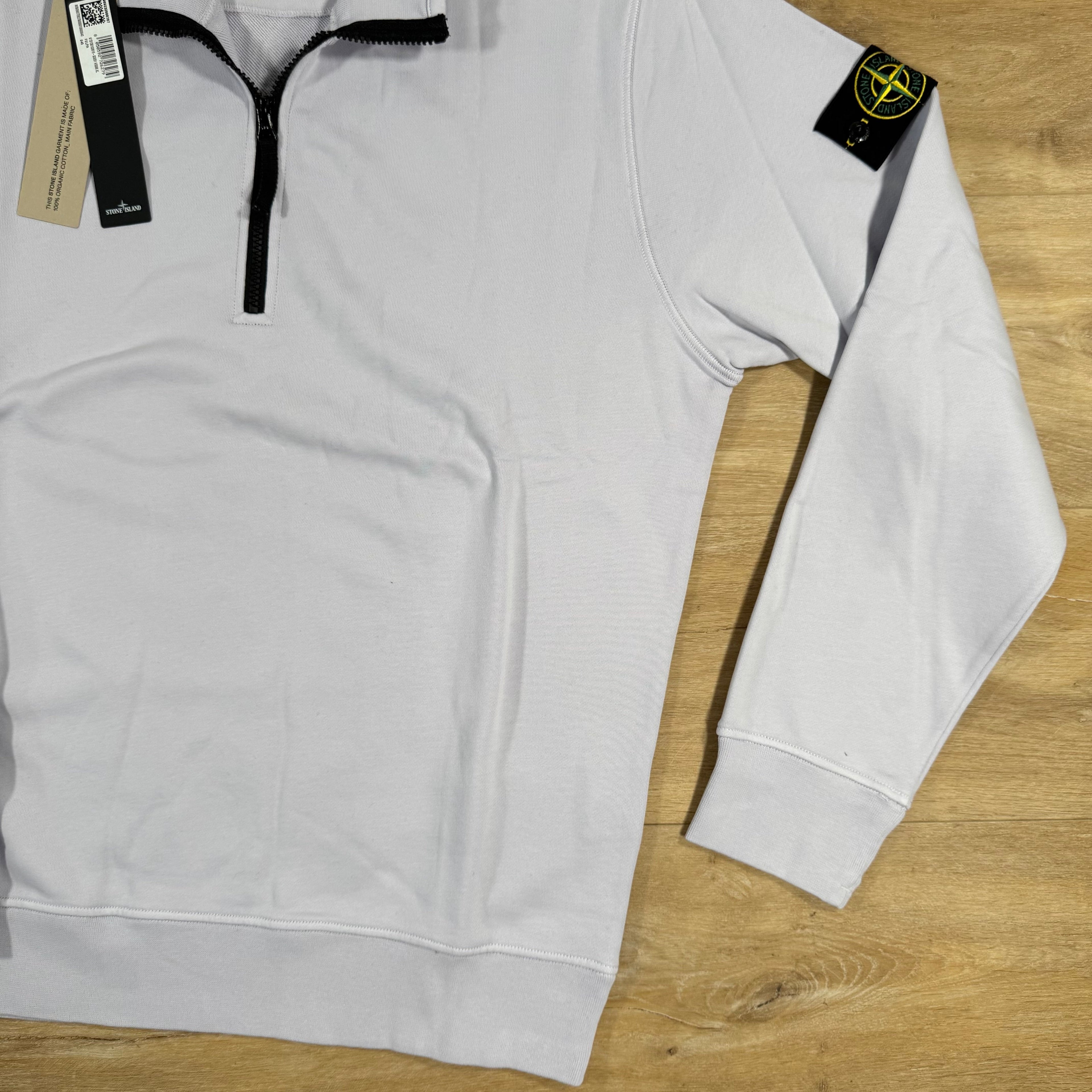 Stone Island Organic Cotton Half-Zip Sweatshirt in Lilac Ironleague