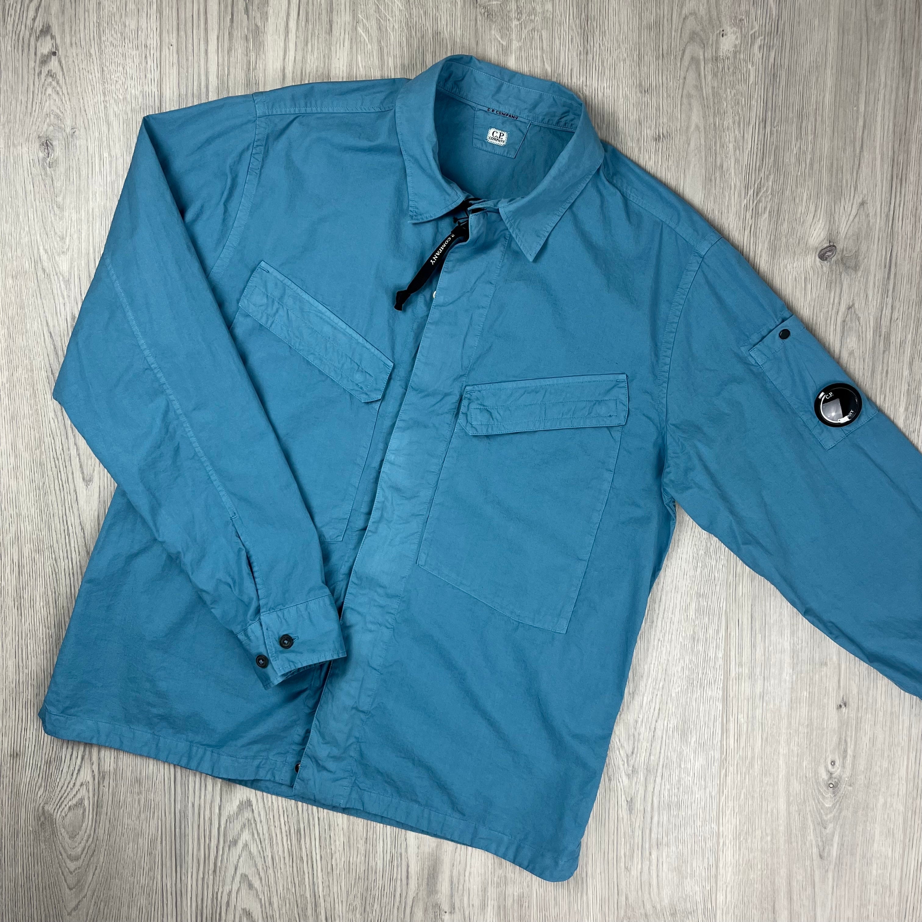 CP Company Zip Overshirt - Aegean Blue Ironleague