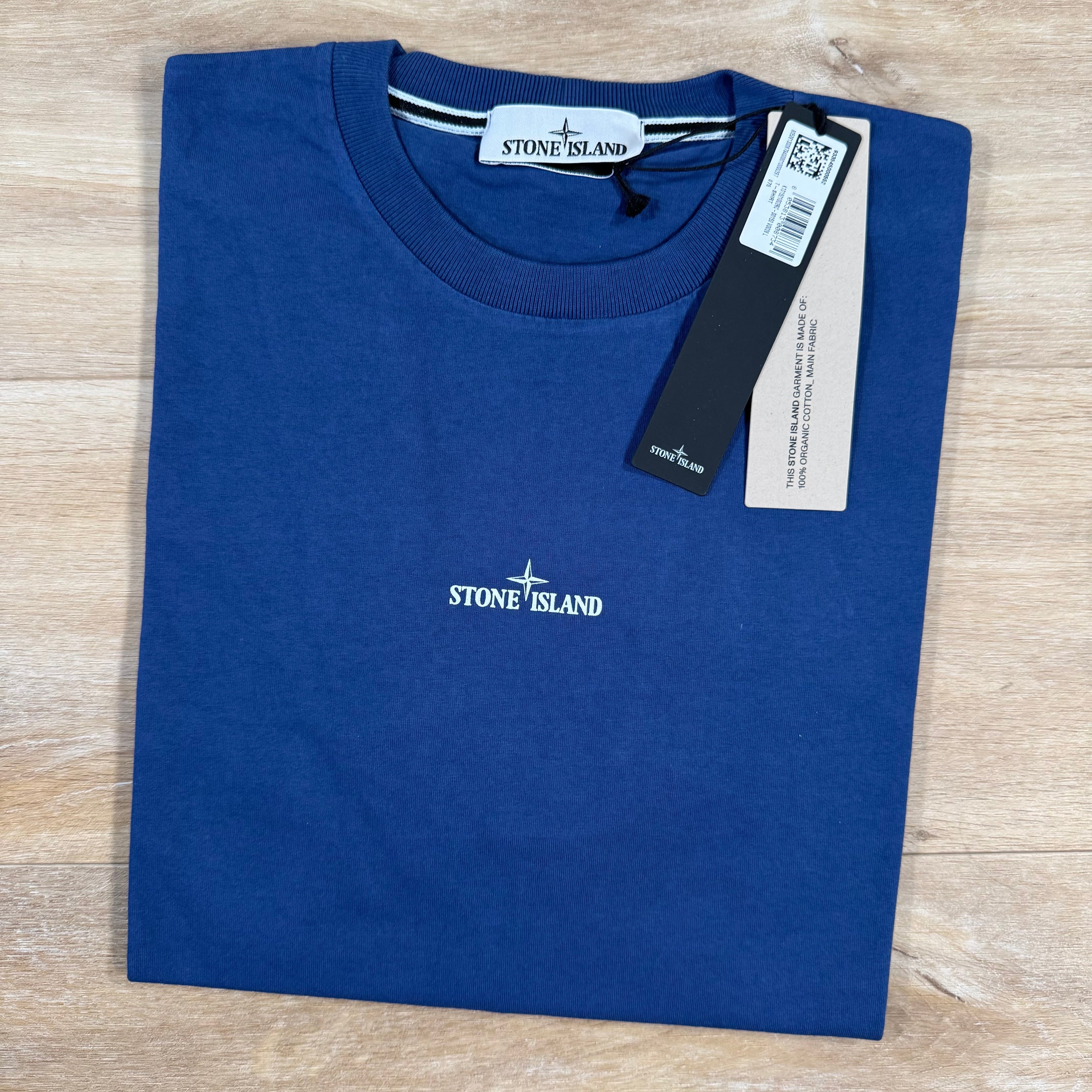 Stone Island Organic Cotton Compass Camo T-Shirt in Marine Blue Ironleague