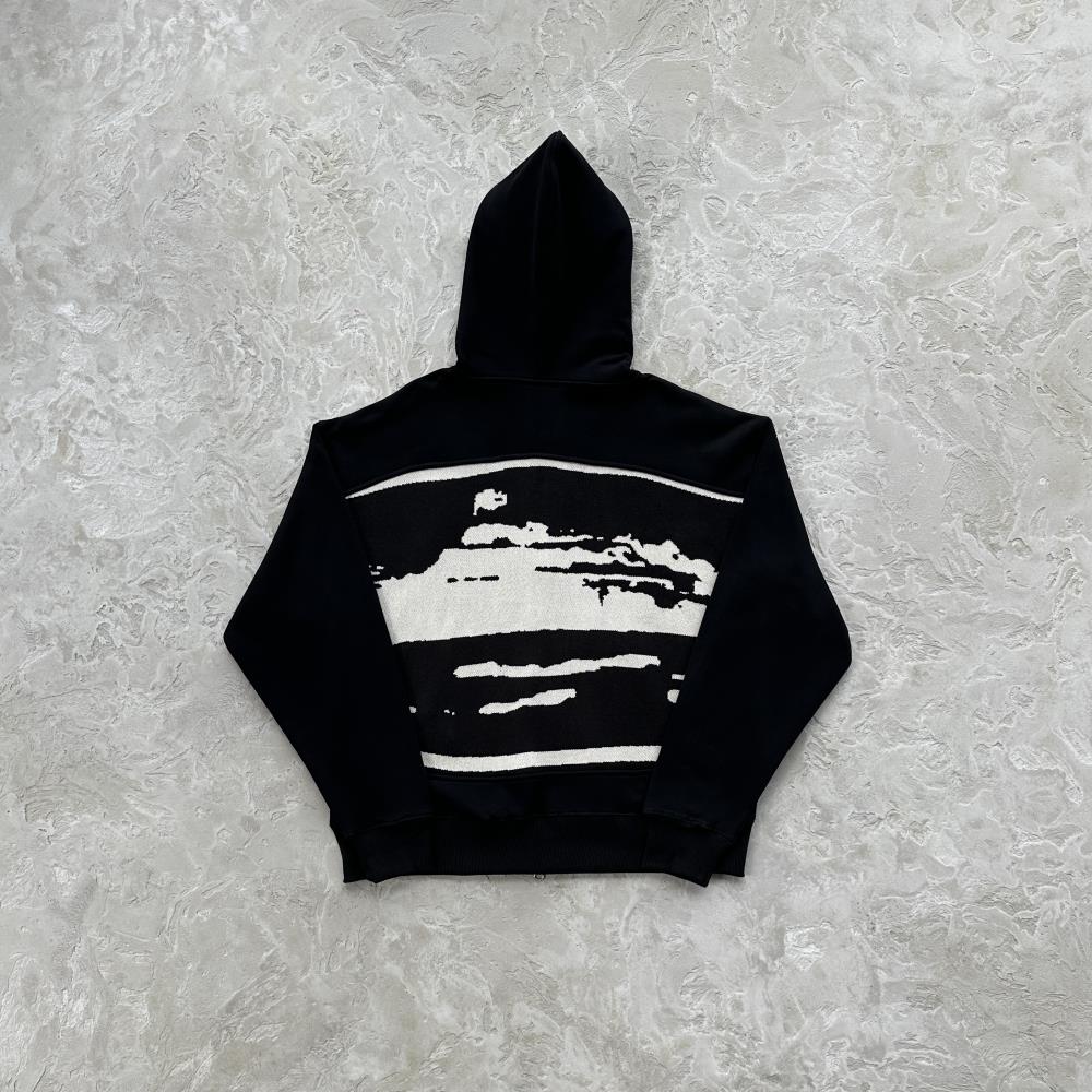 Corteiz Hybrid Jacquard Knit Alcatraz Hoodie - Black Ironleague