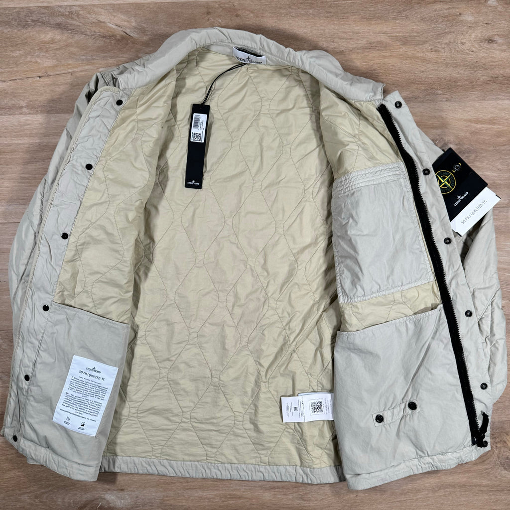 Stone Island 50 Fili Nylon Overshirt in Plaster Ironleague