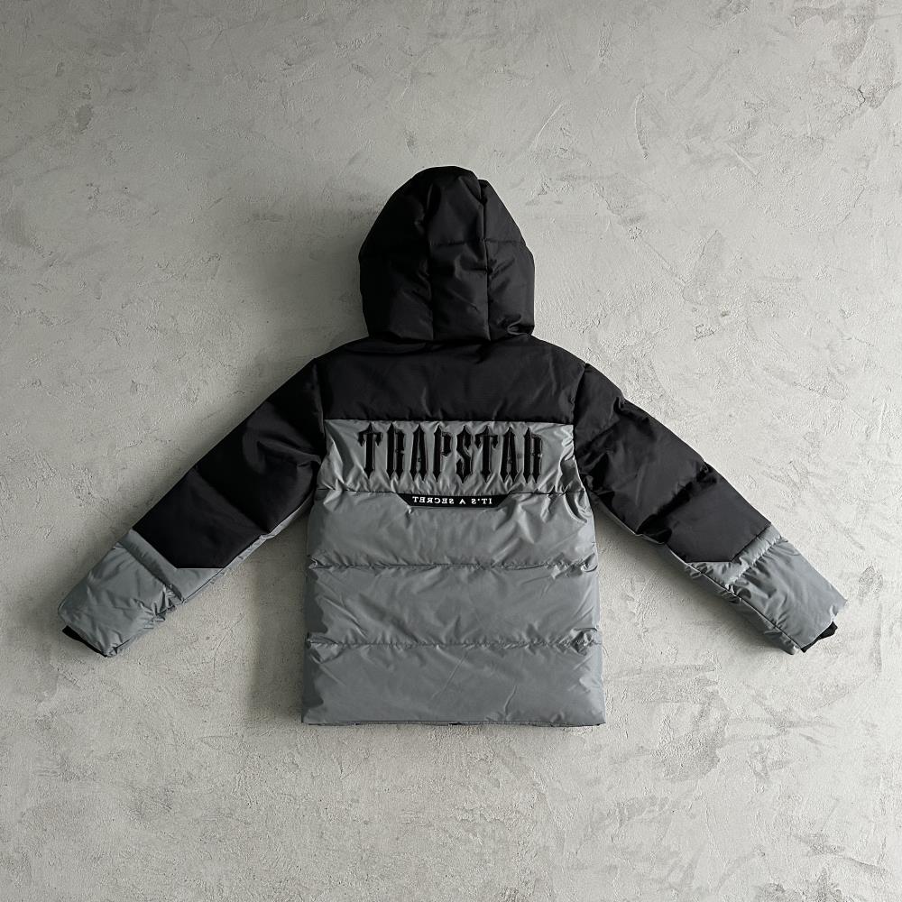Trapstar Decoded Puffer Jacket - Grey/Black Ironleague