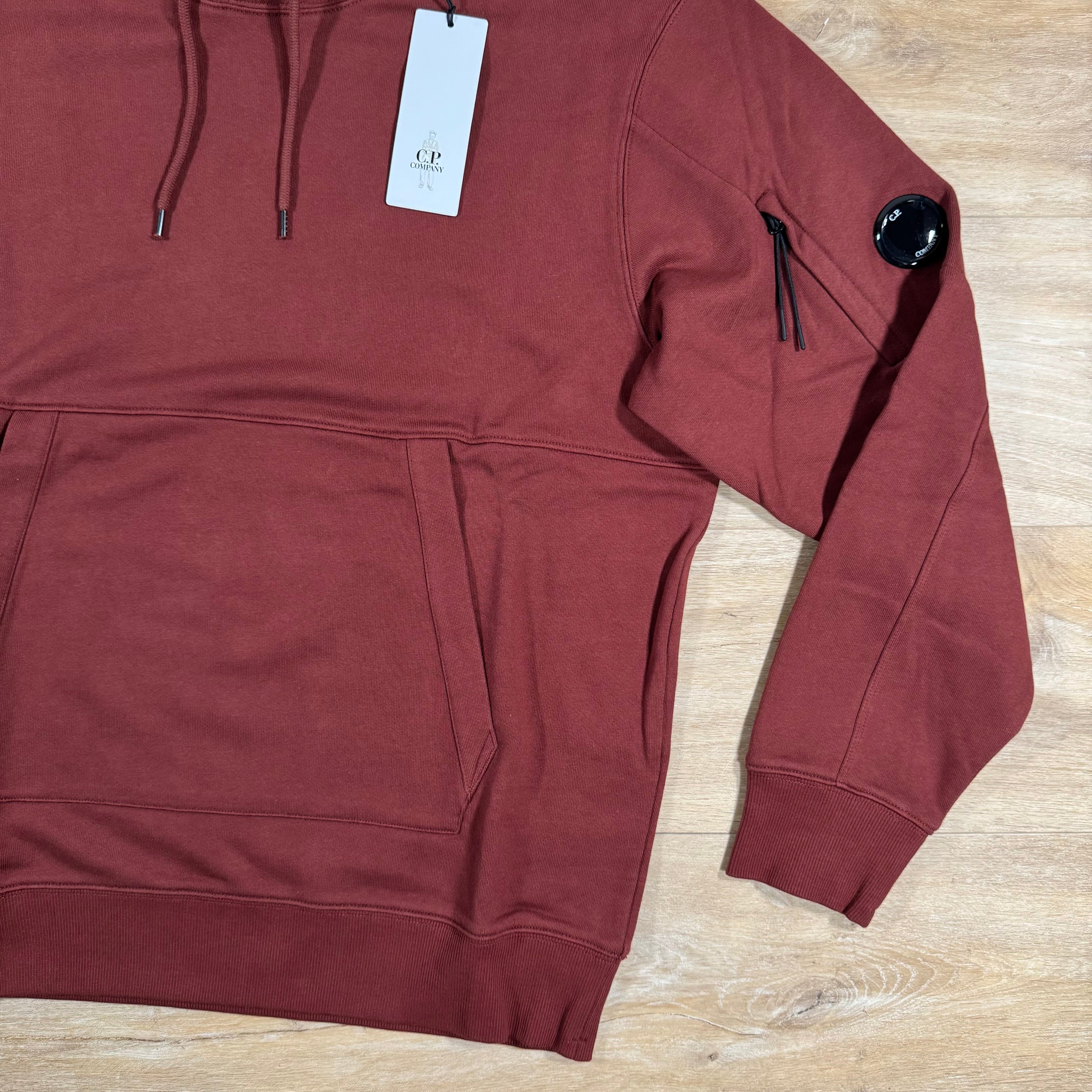 CP Company Diagonal Raised Fleece Lens Hoodie in Sable - Brown Ironleague