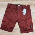 CP Company Stretch Sateen Lens Cargo Shorts in Sable - Brown Ironleague