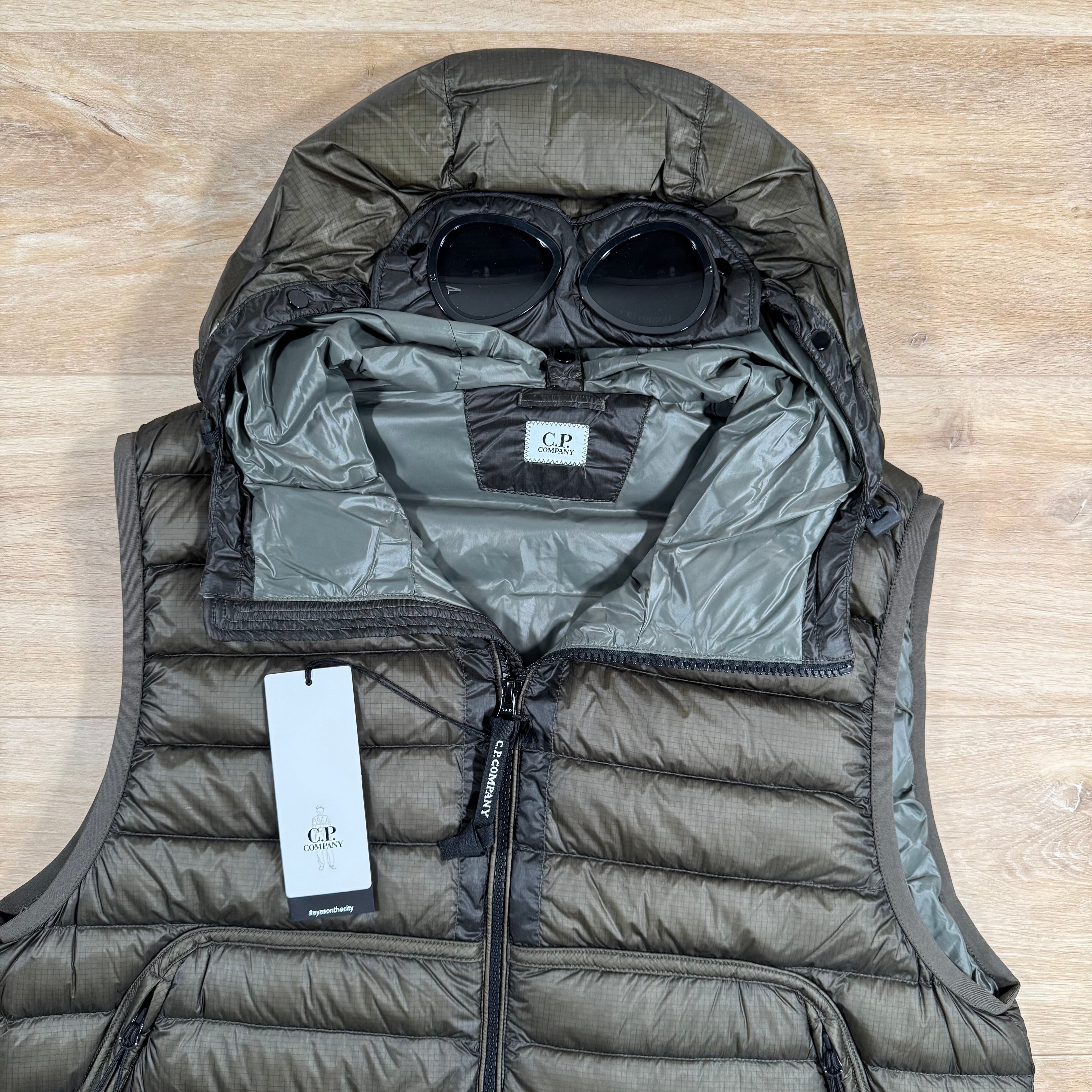 CP Company DD Shell Goggle Down Vest in Grape Leaf Ironleague
