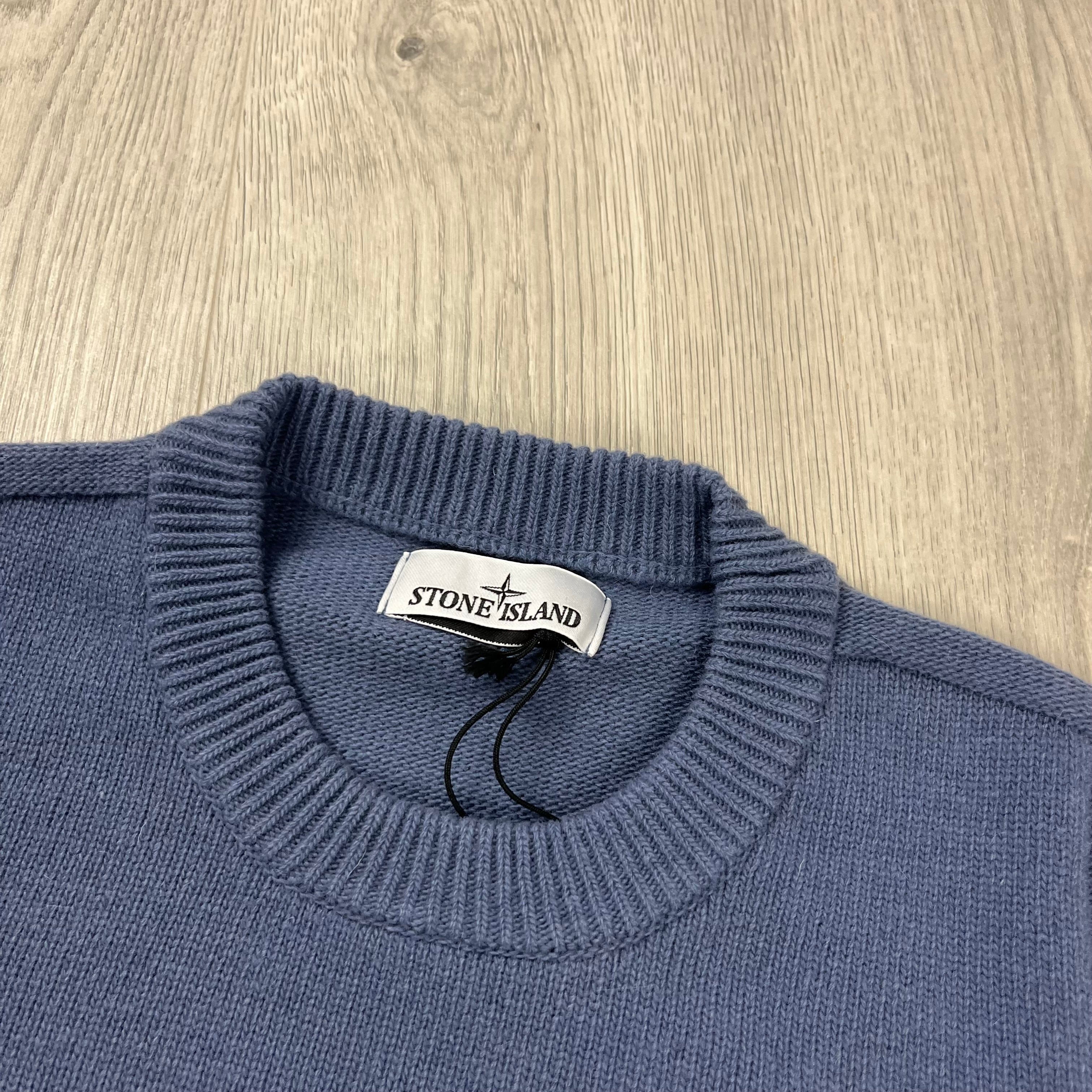 Stone Island Knit Sweatshirt - Mid Blue Ironleague