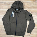 Stone Island Organic Cotton Fleece Zip Hoodie in Military Green Ironleague