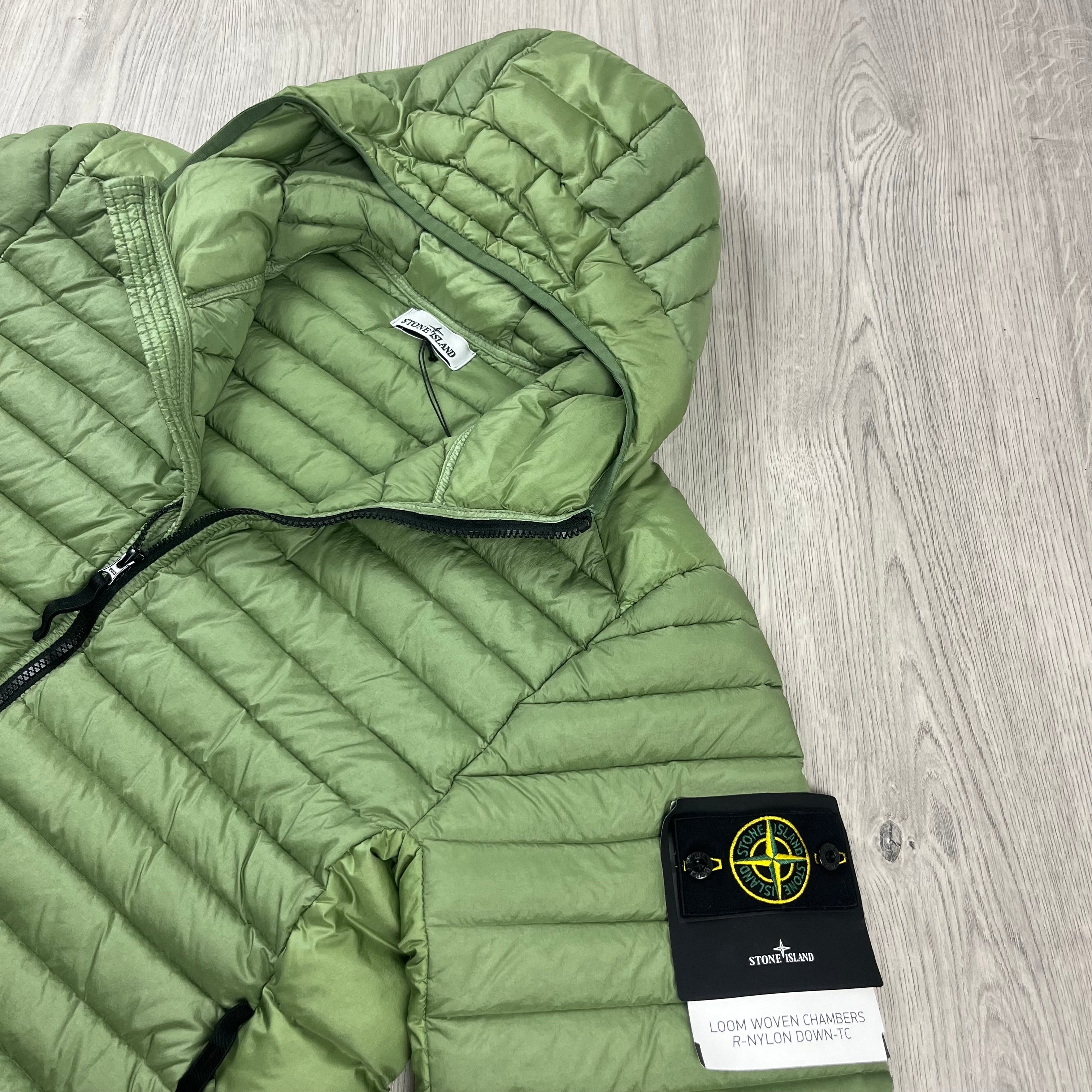 Stone Island Woven Down Jacket - Sage Green Ironleague