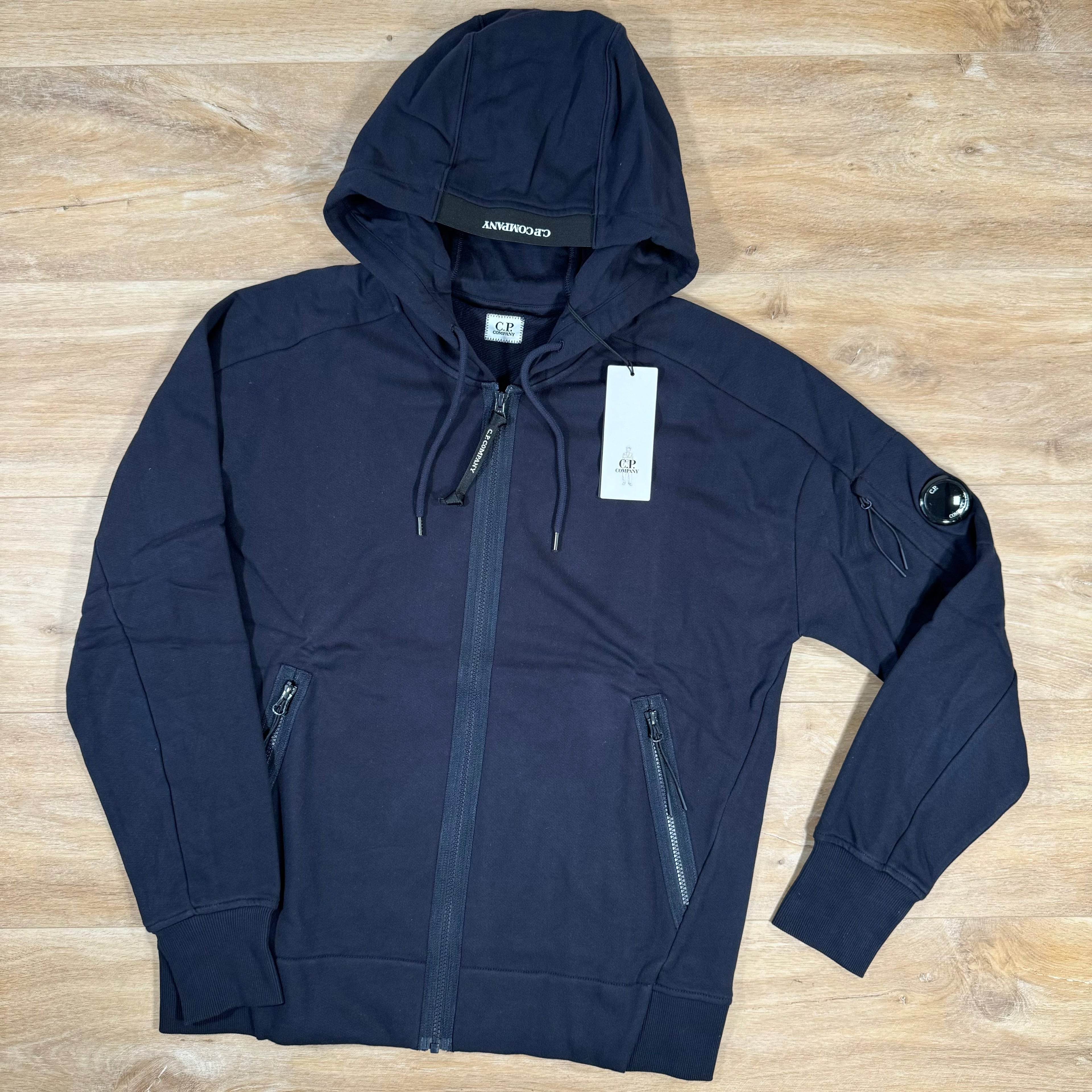 CP Company Diagonal Raised Zipped Lens Hoodie in Navy Ironleague