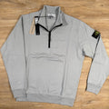 Stone Island Organic Cotton Half-Zip Sweatshirt in Pearl Grey Ironleague