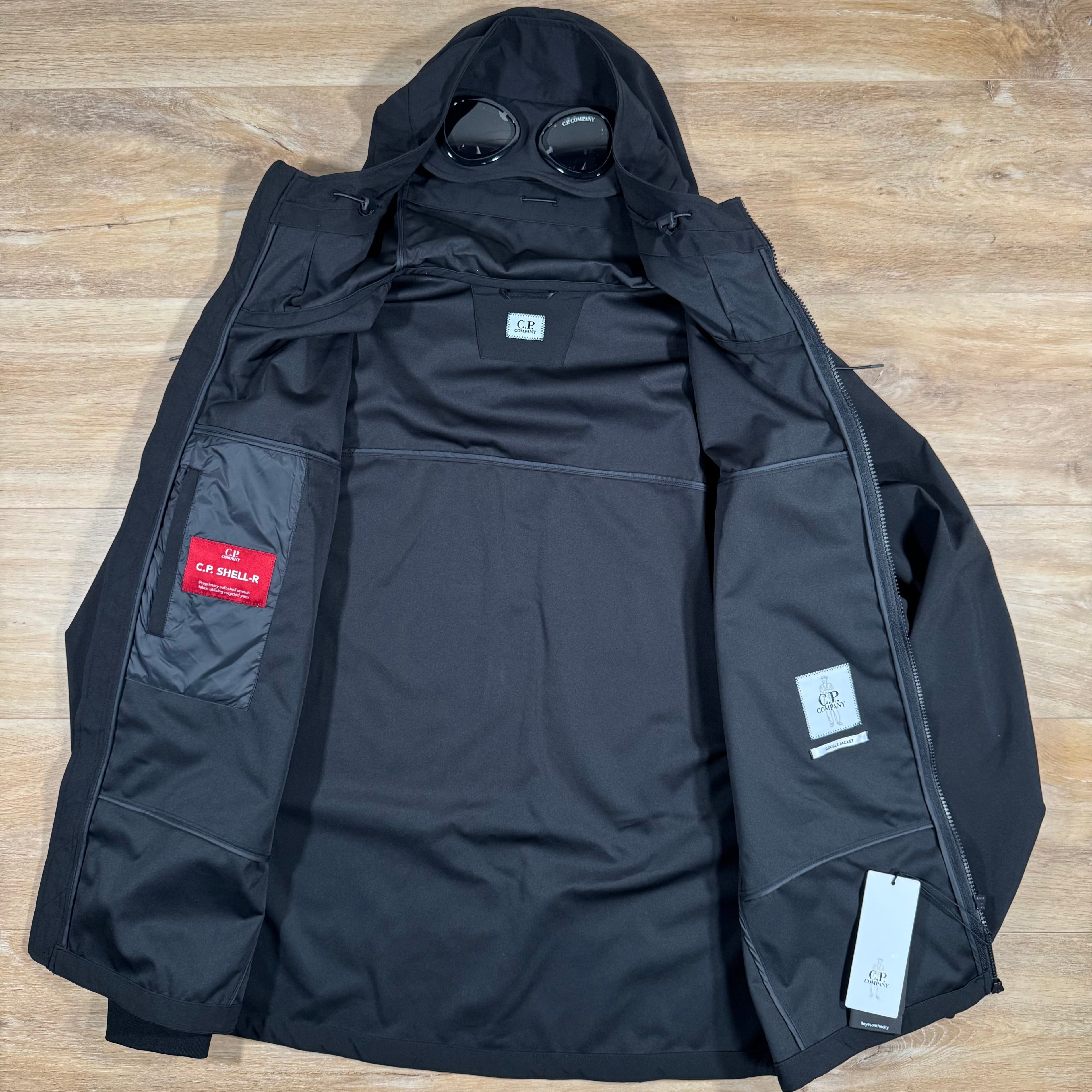 CP Company Shell-R Goggle Jacket in Black Ironleague