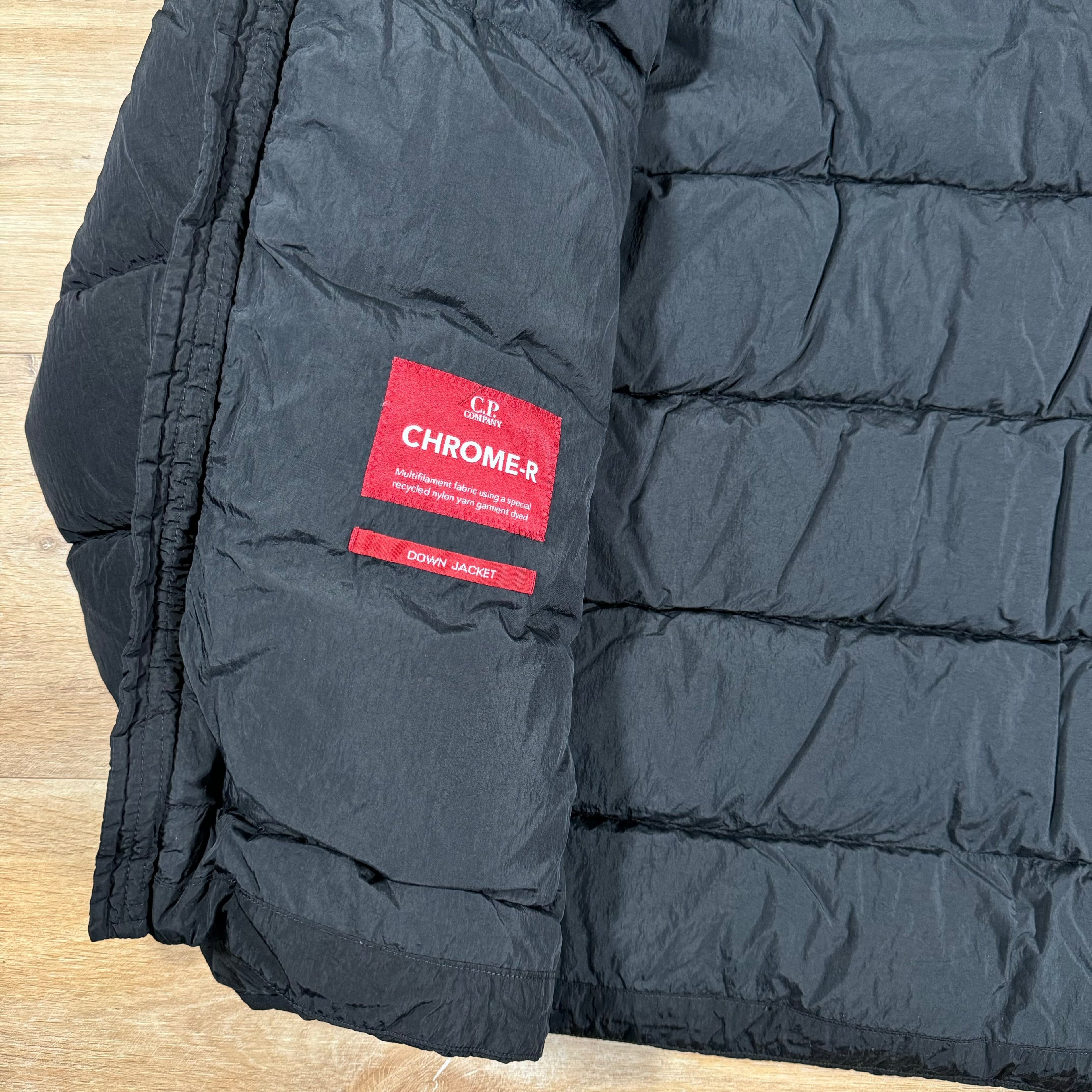 CP Company Chrome-R Goggle Down Jacket in Black Ironleague