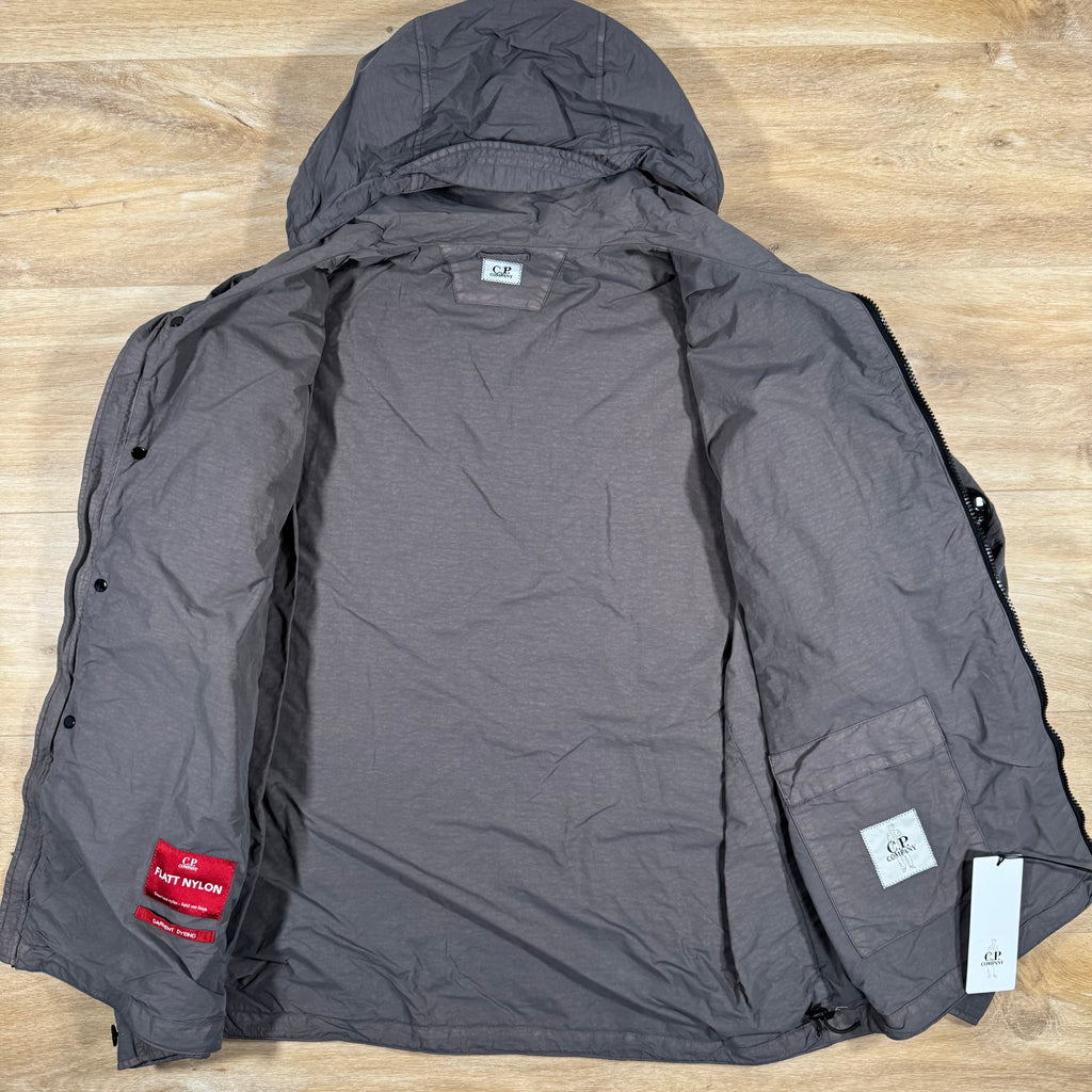 CP Company Flatt Nylon Hooded Lens Overshirt in Violet Ironleague