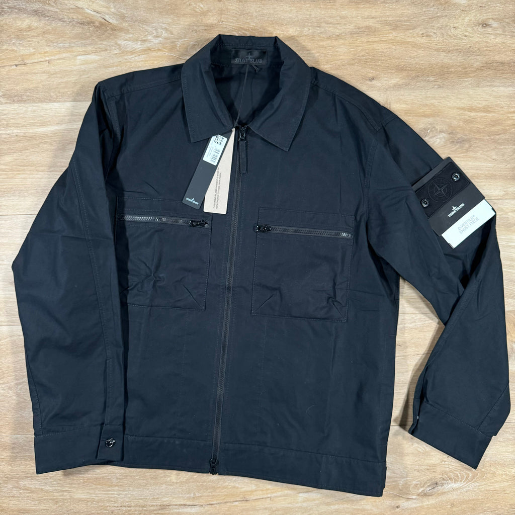 Stone Island Weatherproof Canvas Ghost Overshirt in Black Ironleague